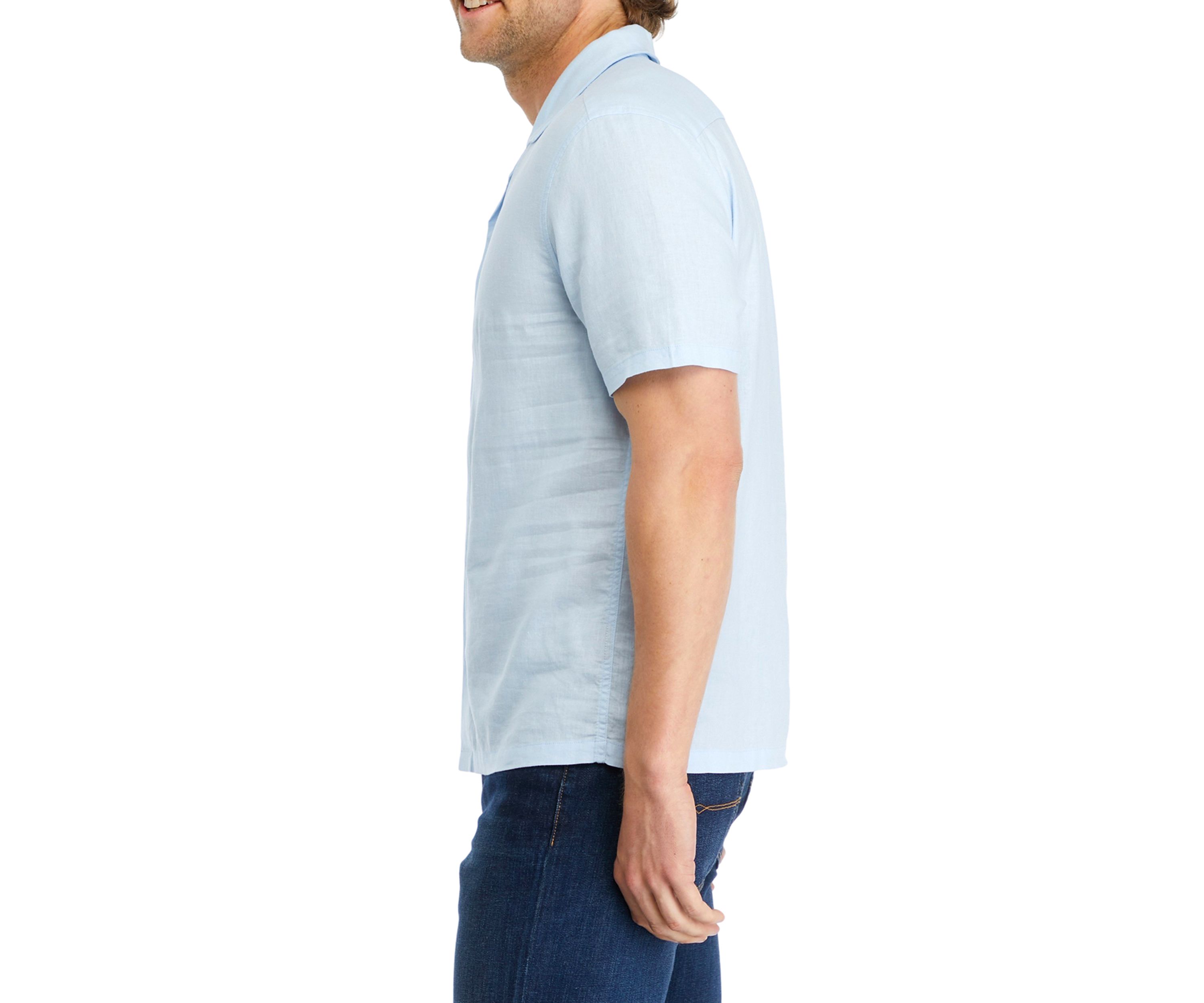 Mens Short Sleeve Linen Camp Shirt