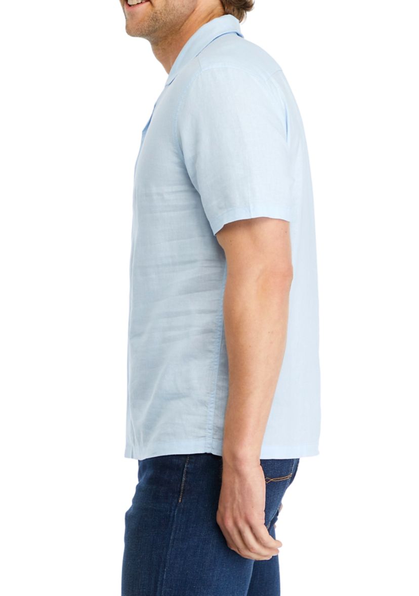 Mens Short Sleeve Linen Camp Shirt