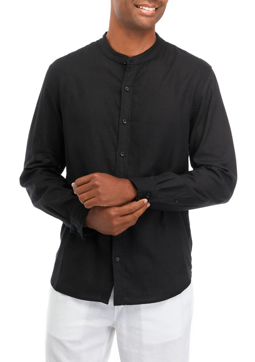 Mens Long Sleeve Linen Shirt