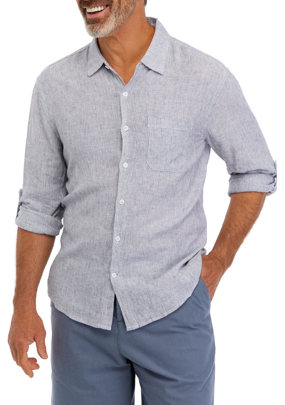 Mens Long Sleeve Oxford Striped Shirt