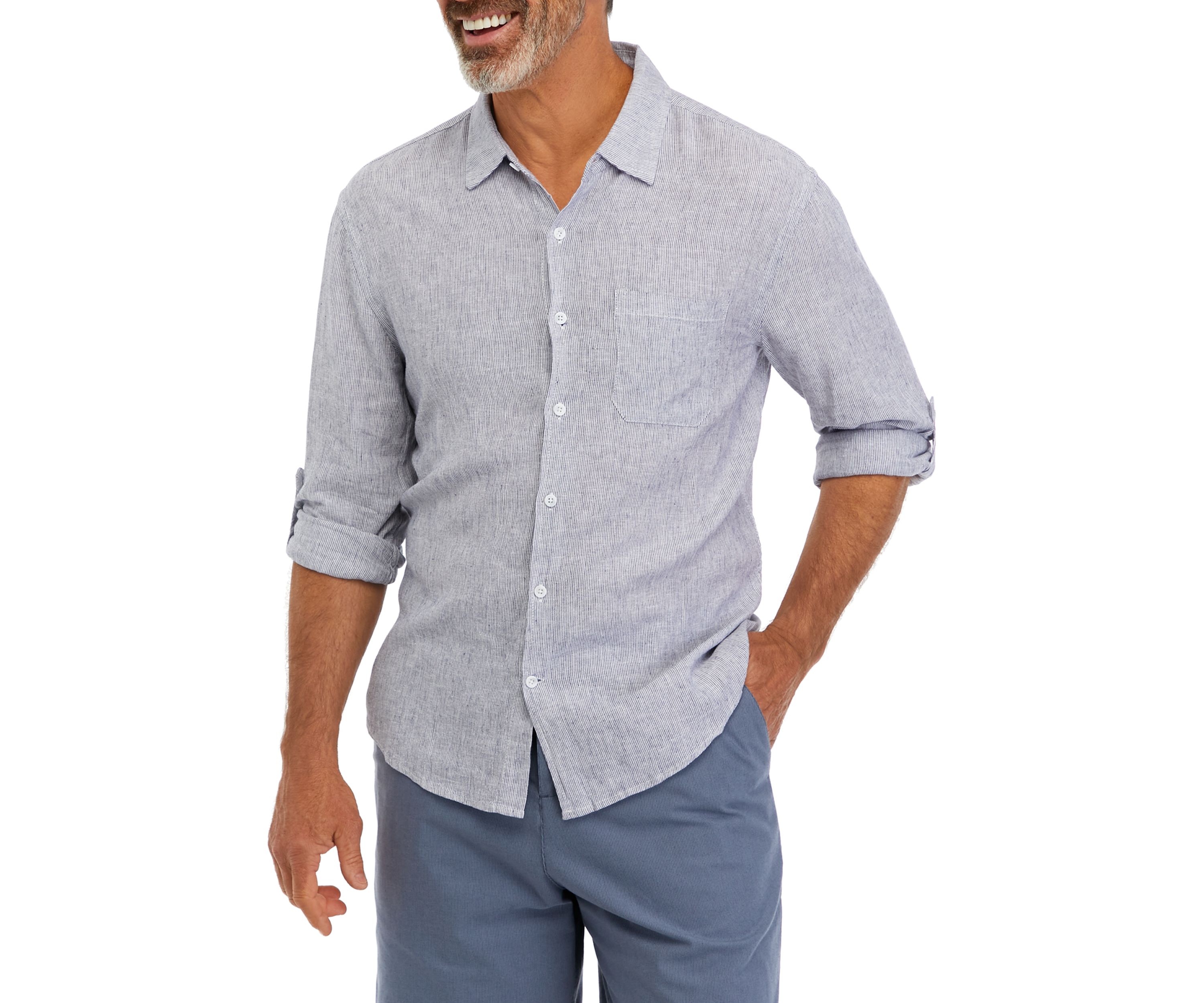 Mens Long Sleeve Oxford Striped Shirt
