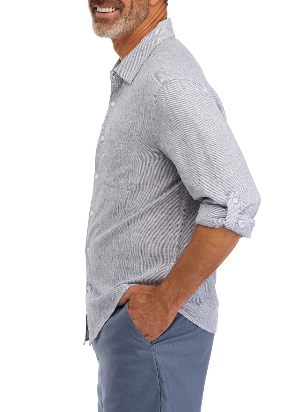 Mens Long Sleeve Oxford Striped Shirt