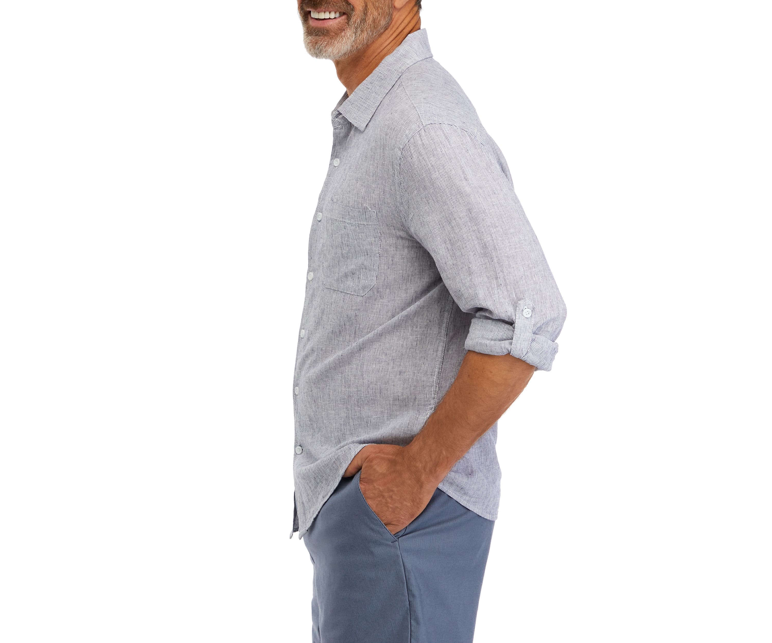 Mens Long Sleeve Oxford Striped Shirt