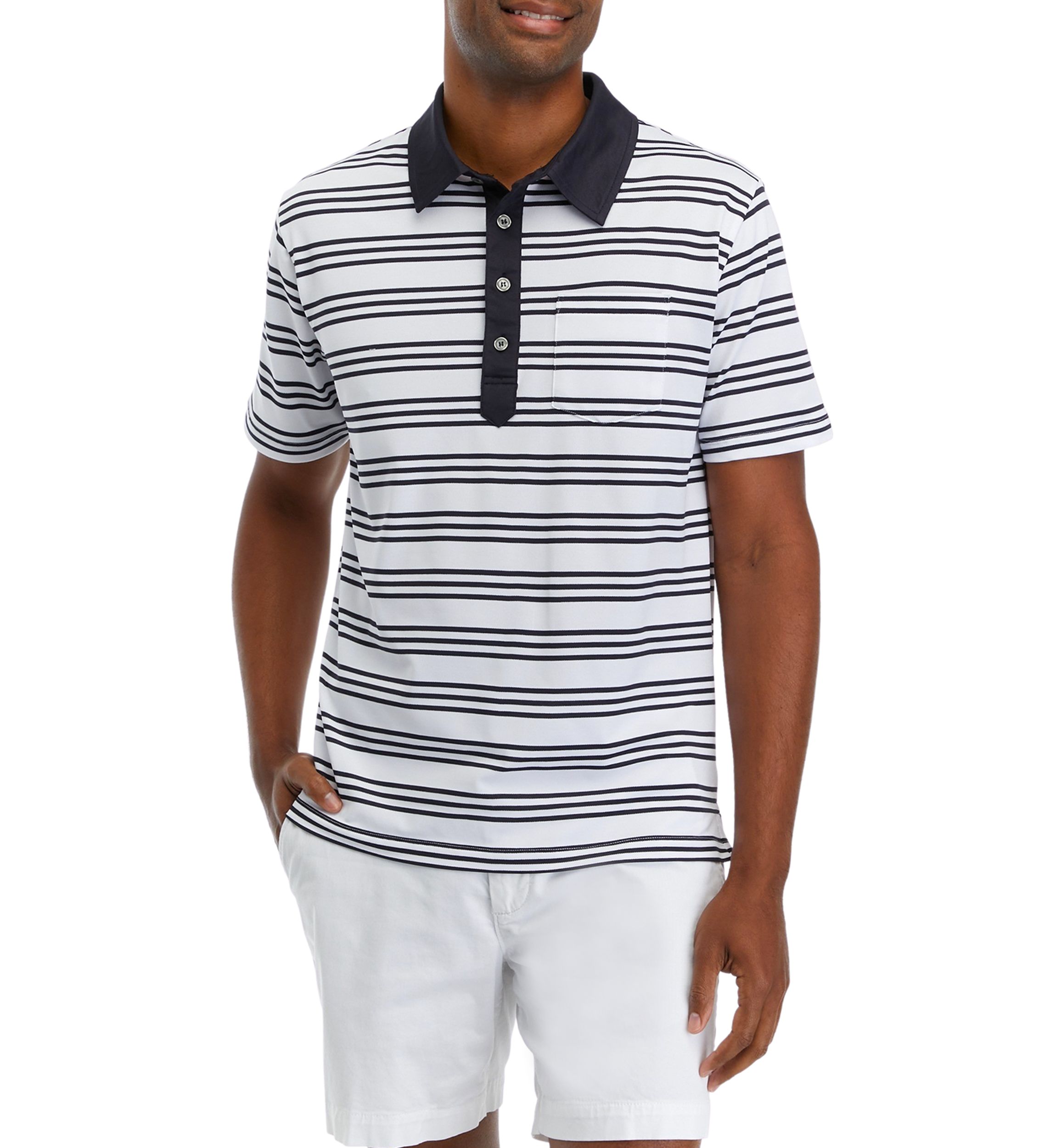 Mens Short Sleeve Striped Polo Shirt