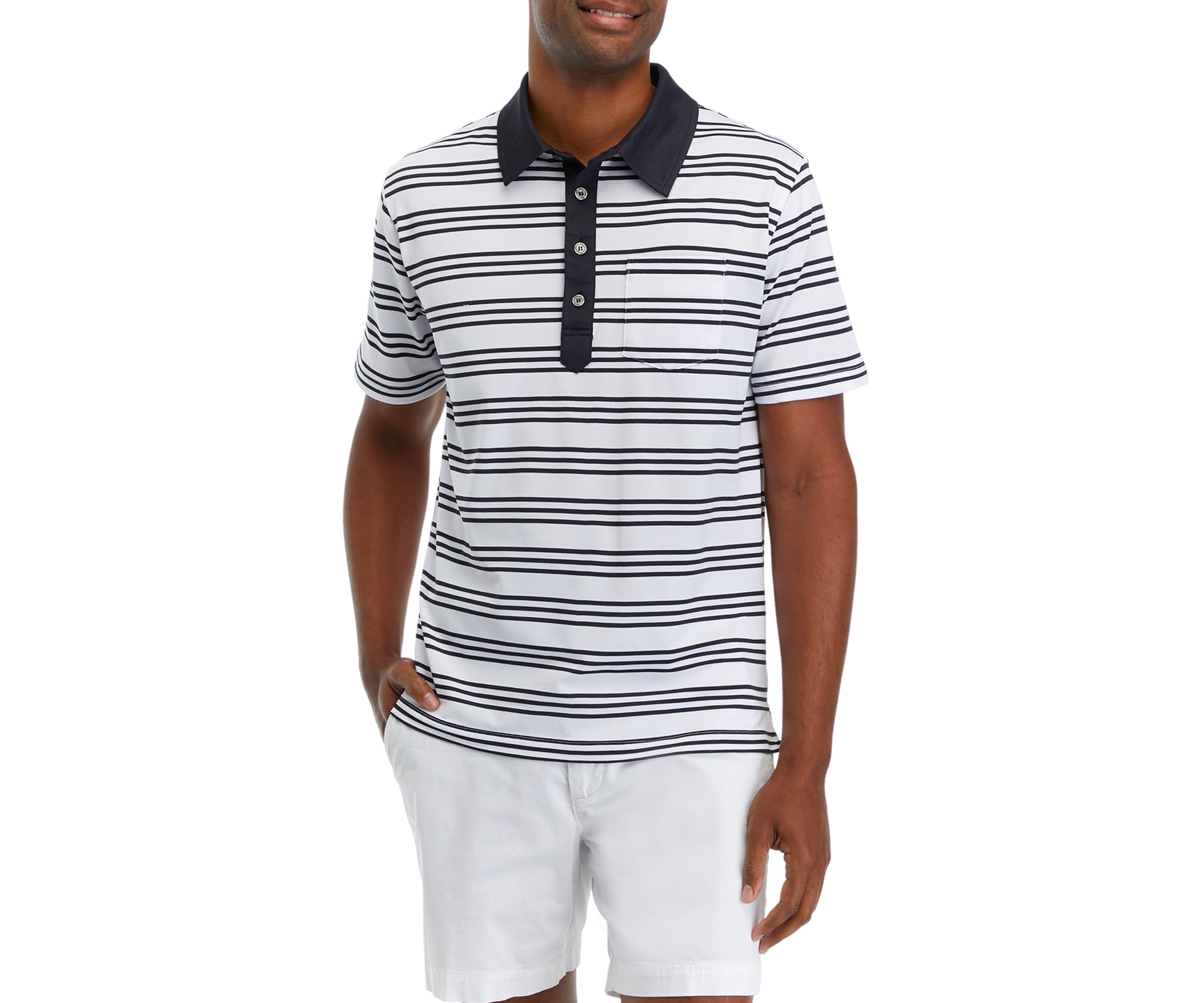Mens Short Sleeve Striped Polo Shirt