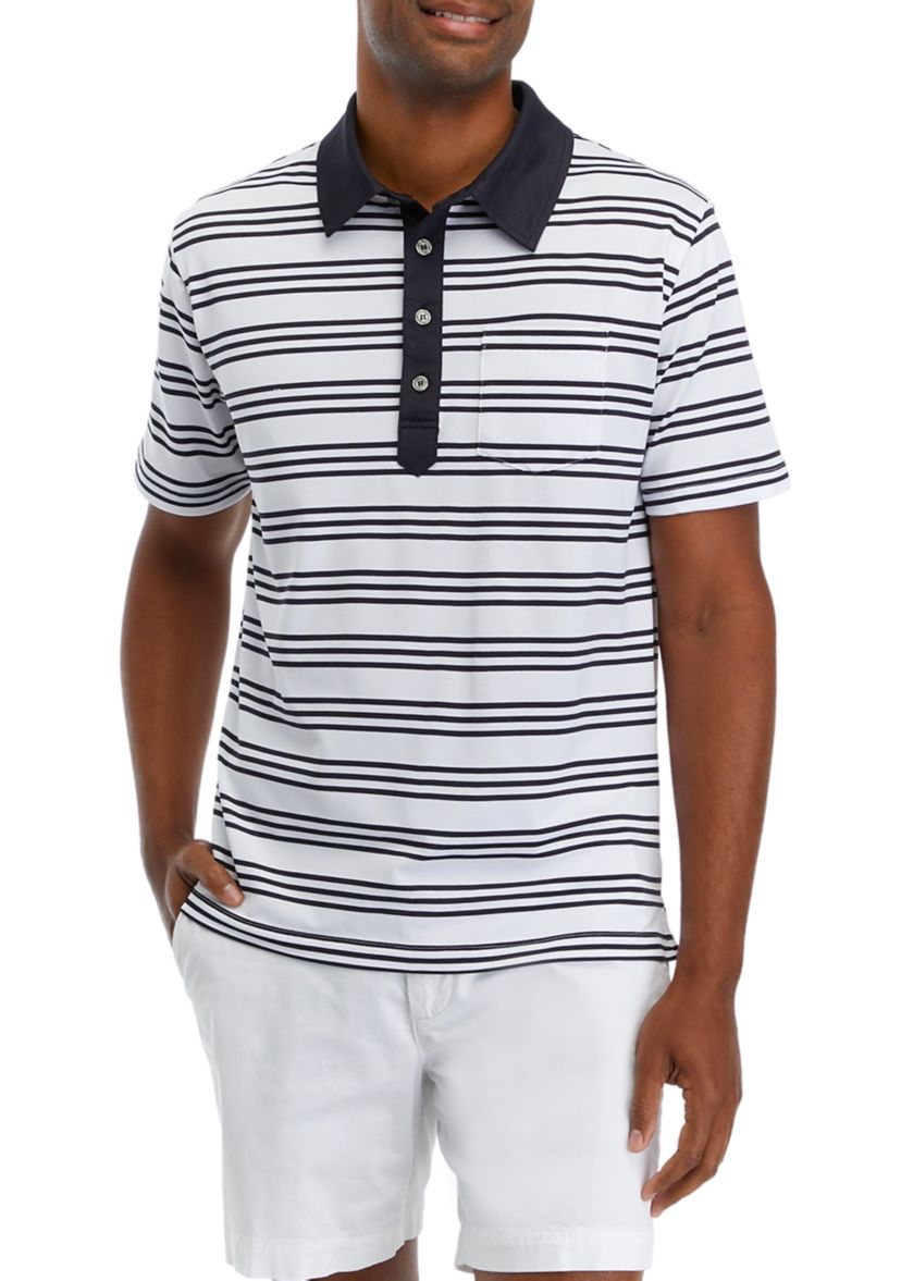Mens Short Sleeve Striped Polo Shirt