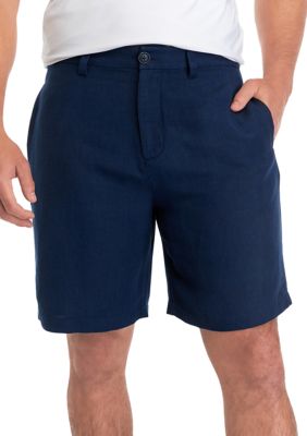 Magaschoni Men's 7" Linen Shorts, Navy Blue, 36