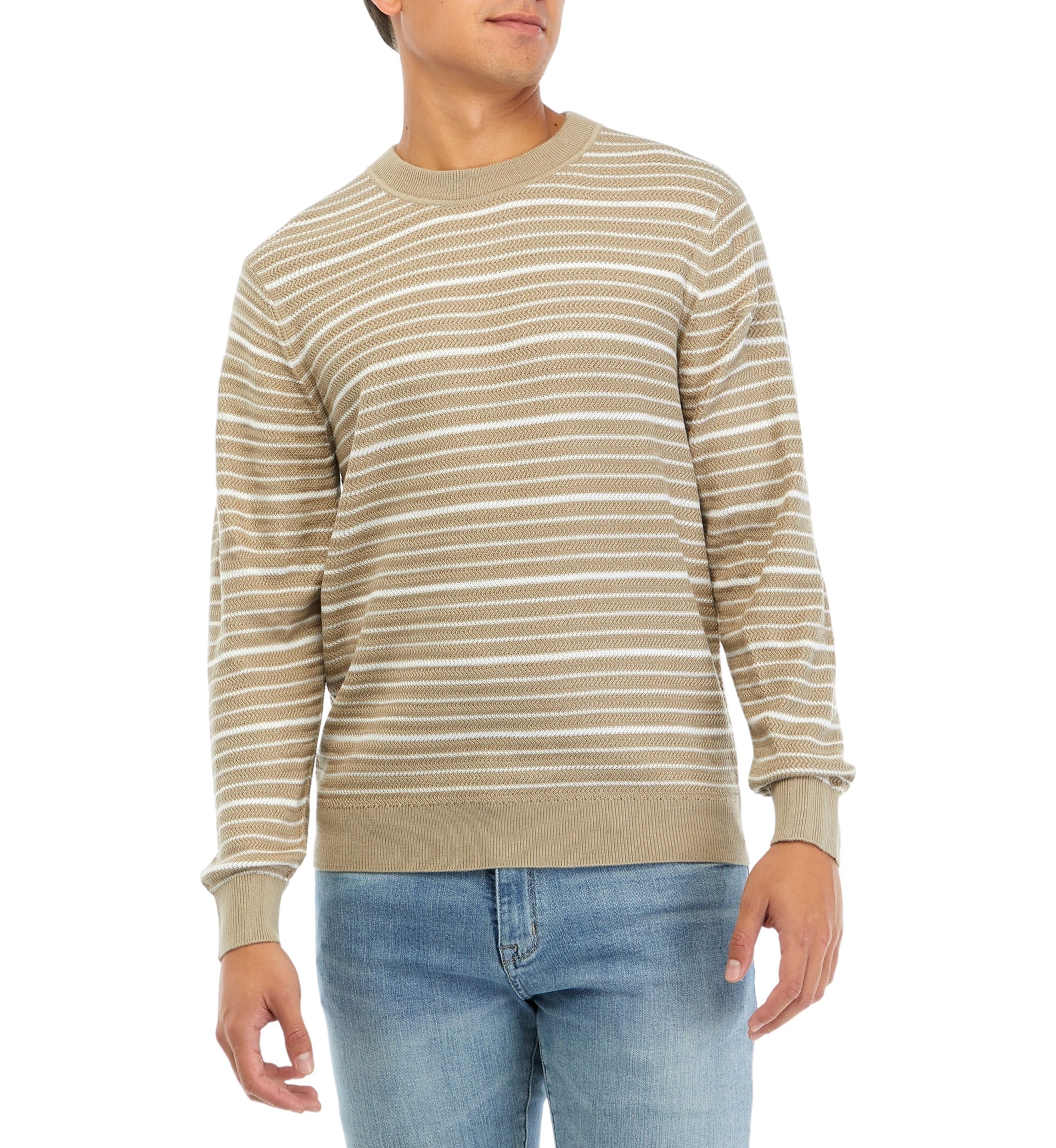 Mens Textured Stripe Bicolor Sweater