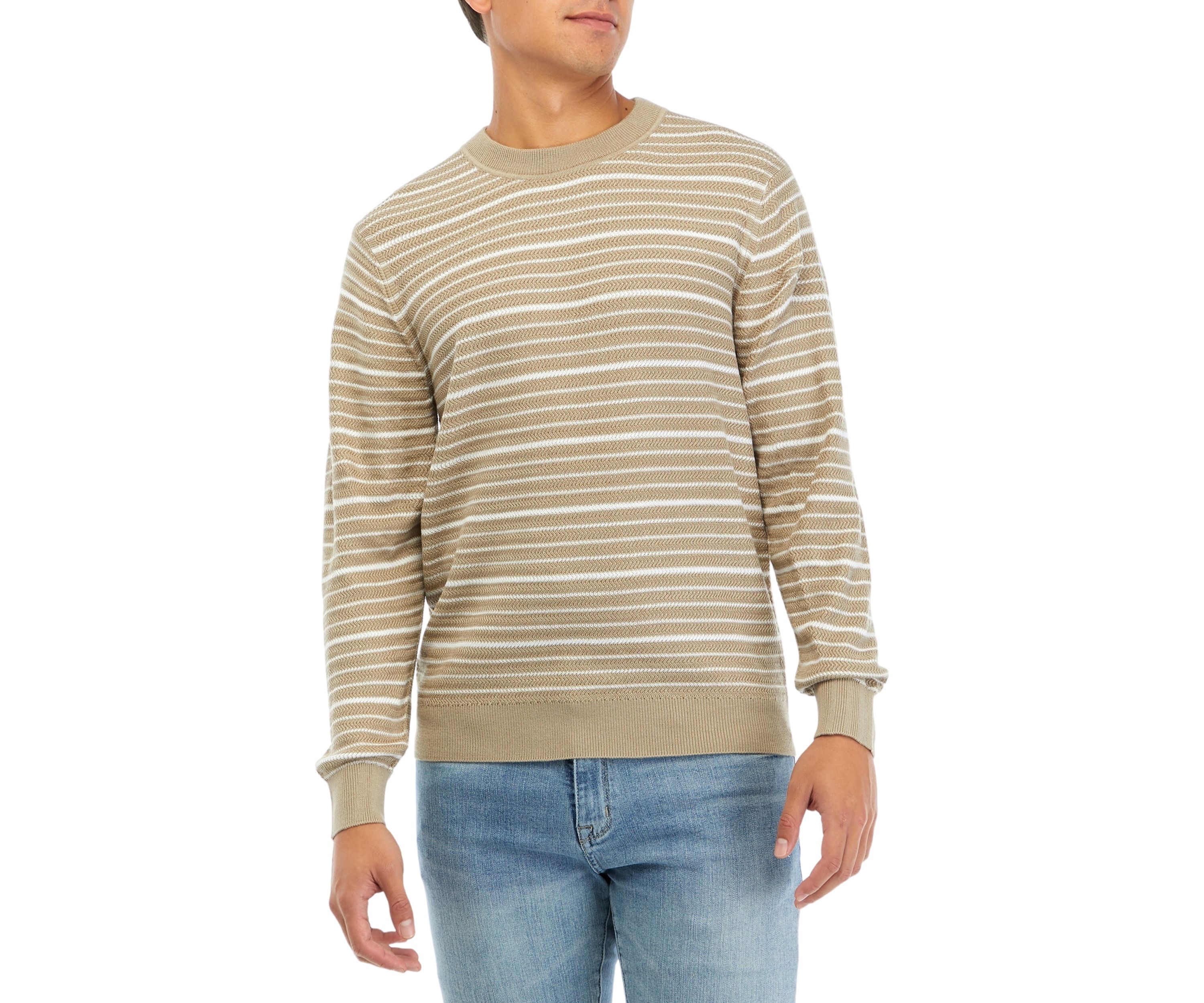 Mens Textured Stripe Bicolor Sweater