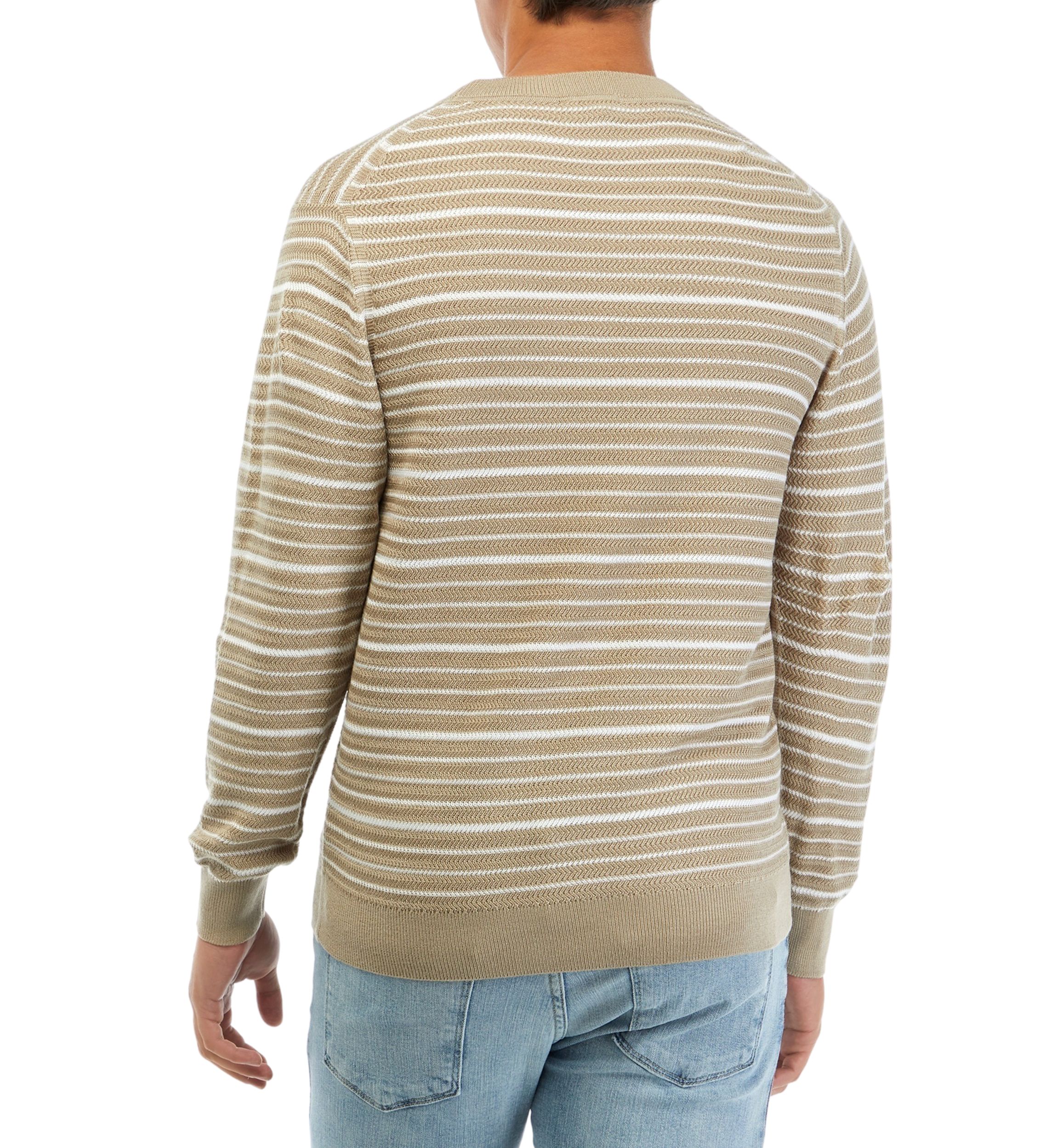 Mens Textured Stripe Bicolor Sweater