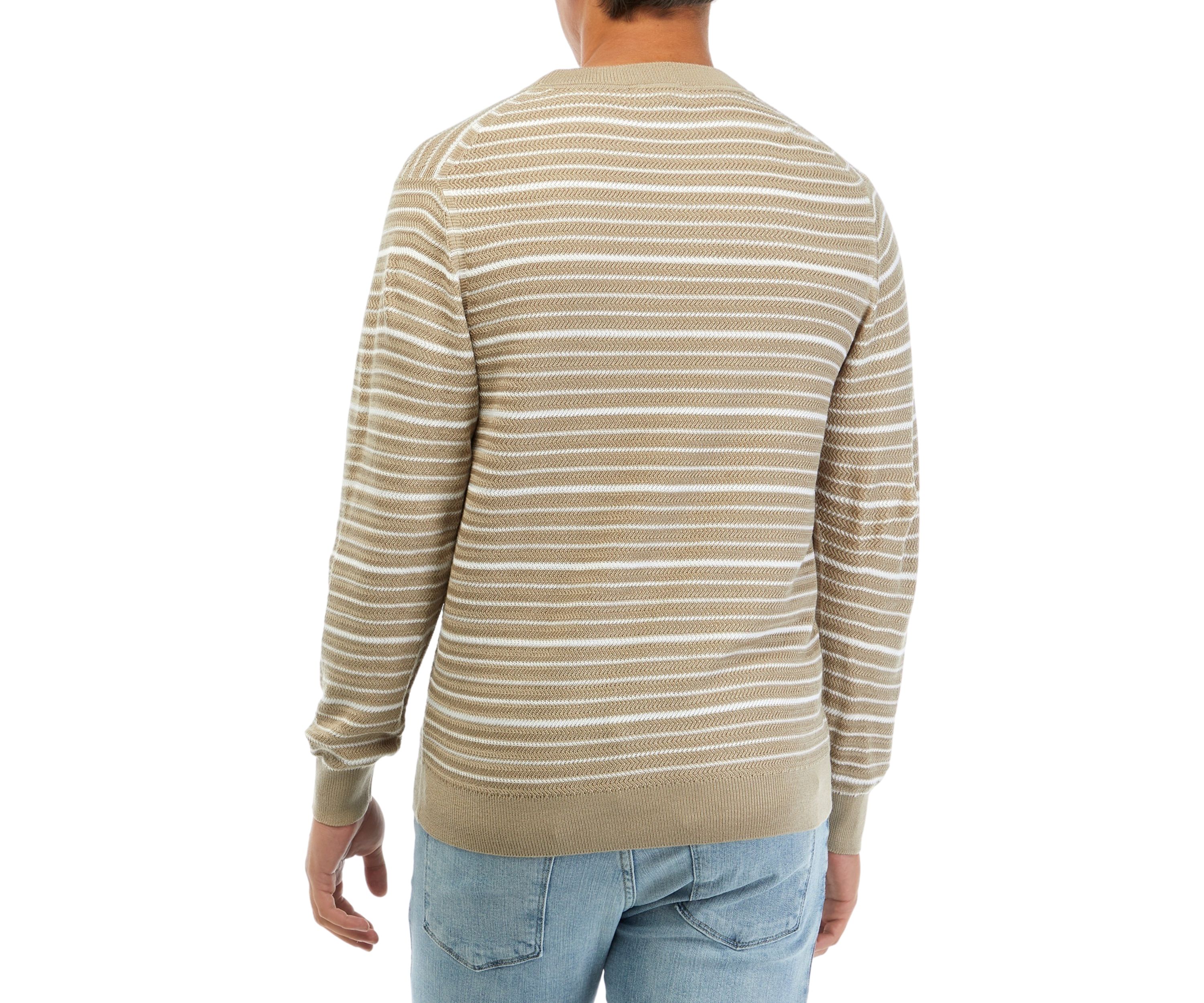 Mens Textured Stripe Bicolor Sweater