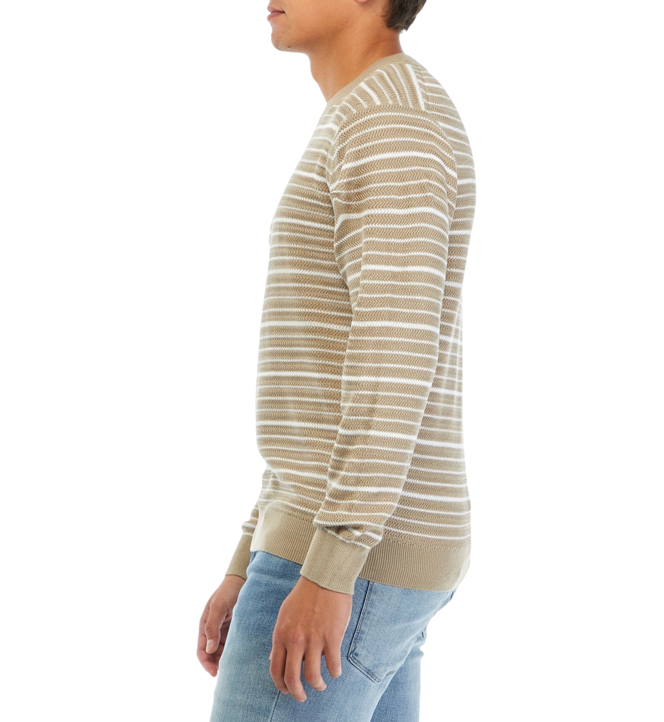 Mens Textured Stripe Bicolor Sweater