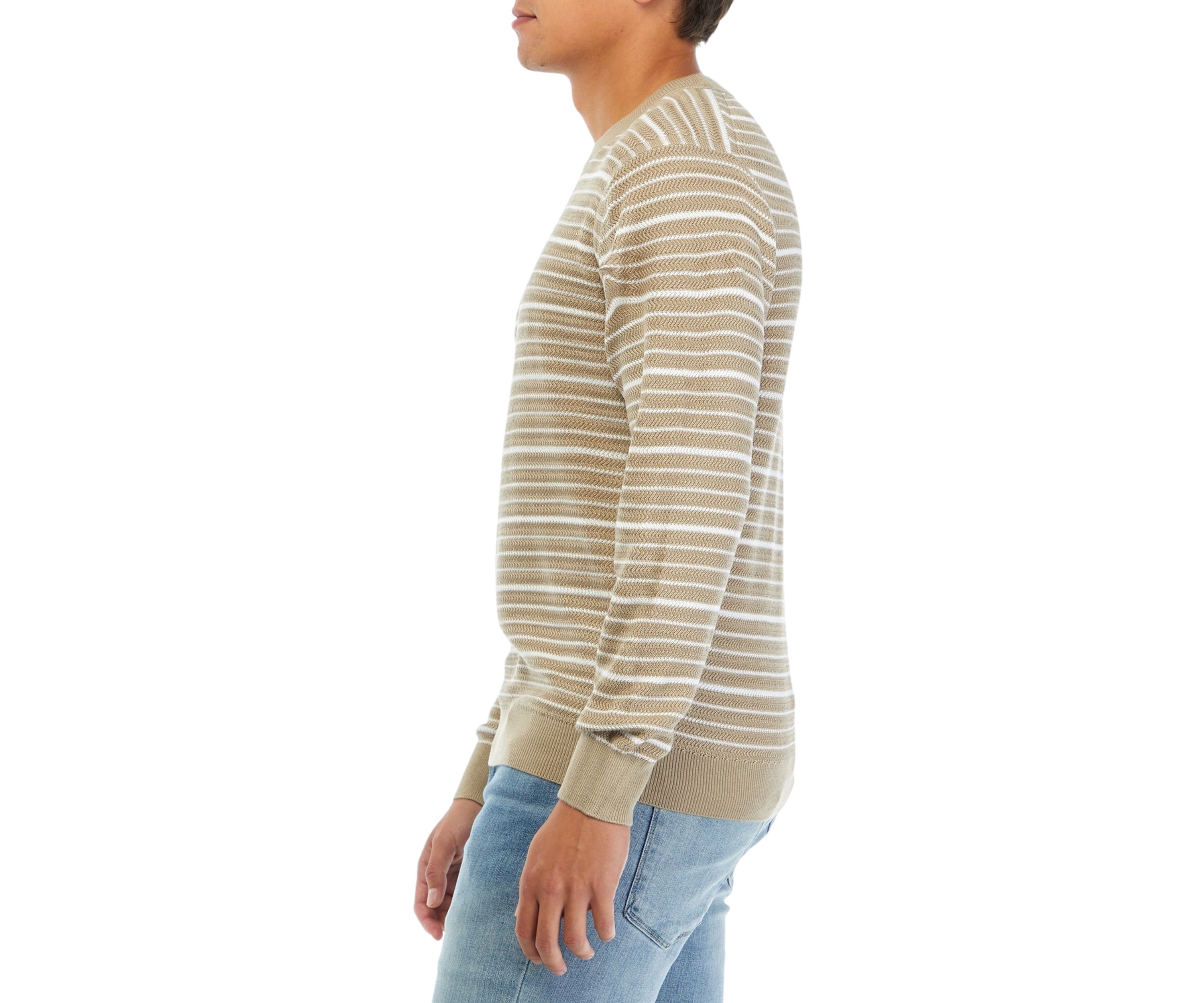 Mens Textured Stripe Bicolor Sweater