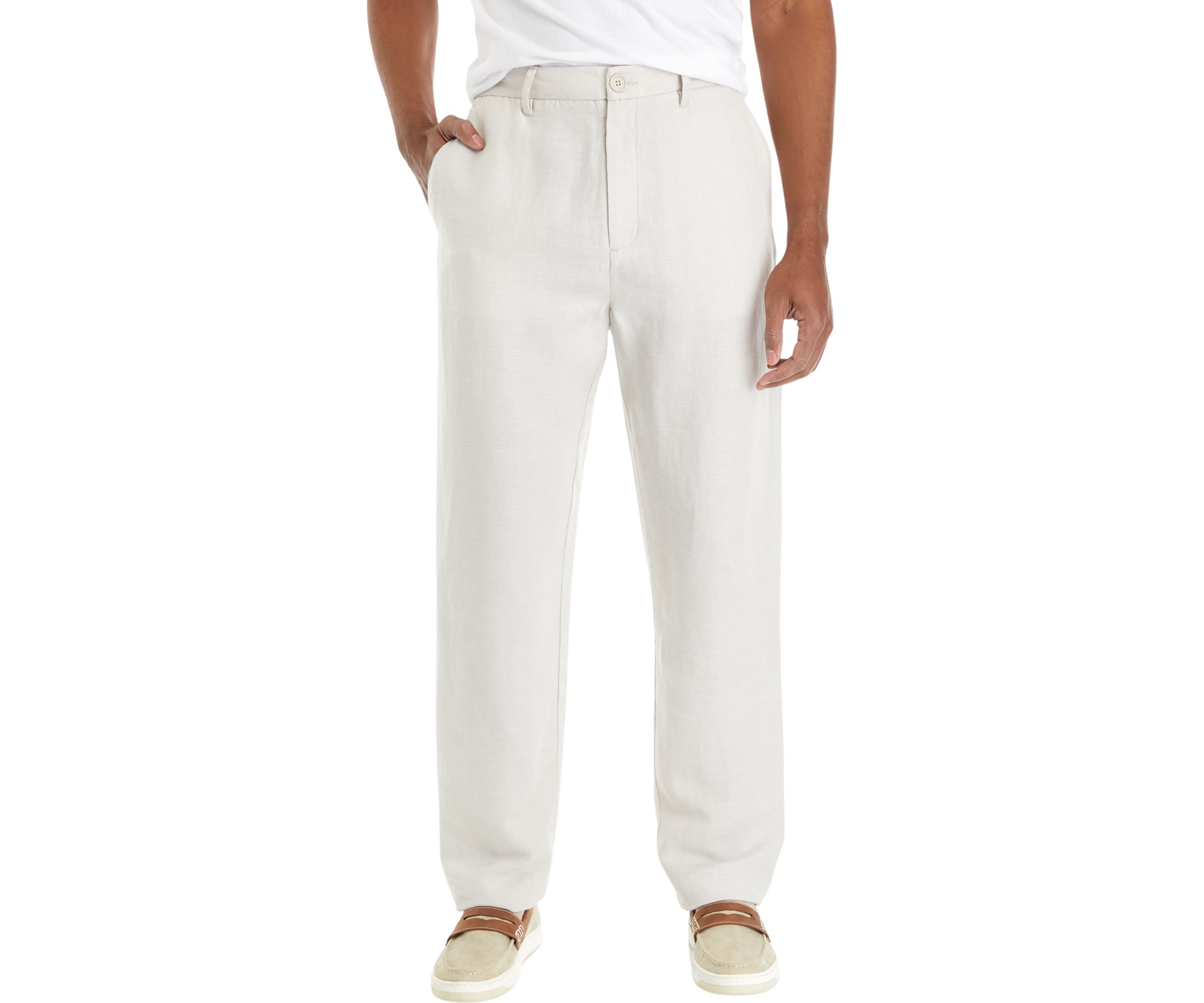 Flat Front Linen Pants