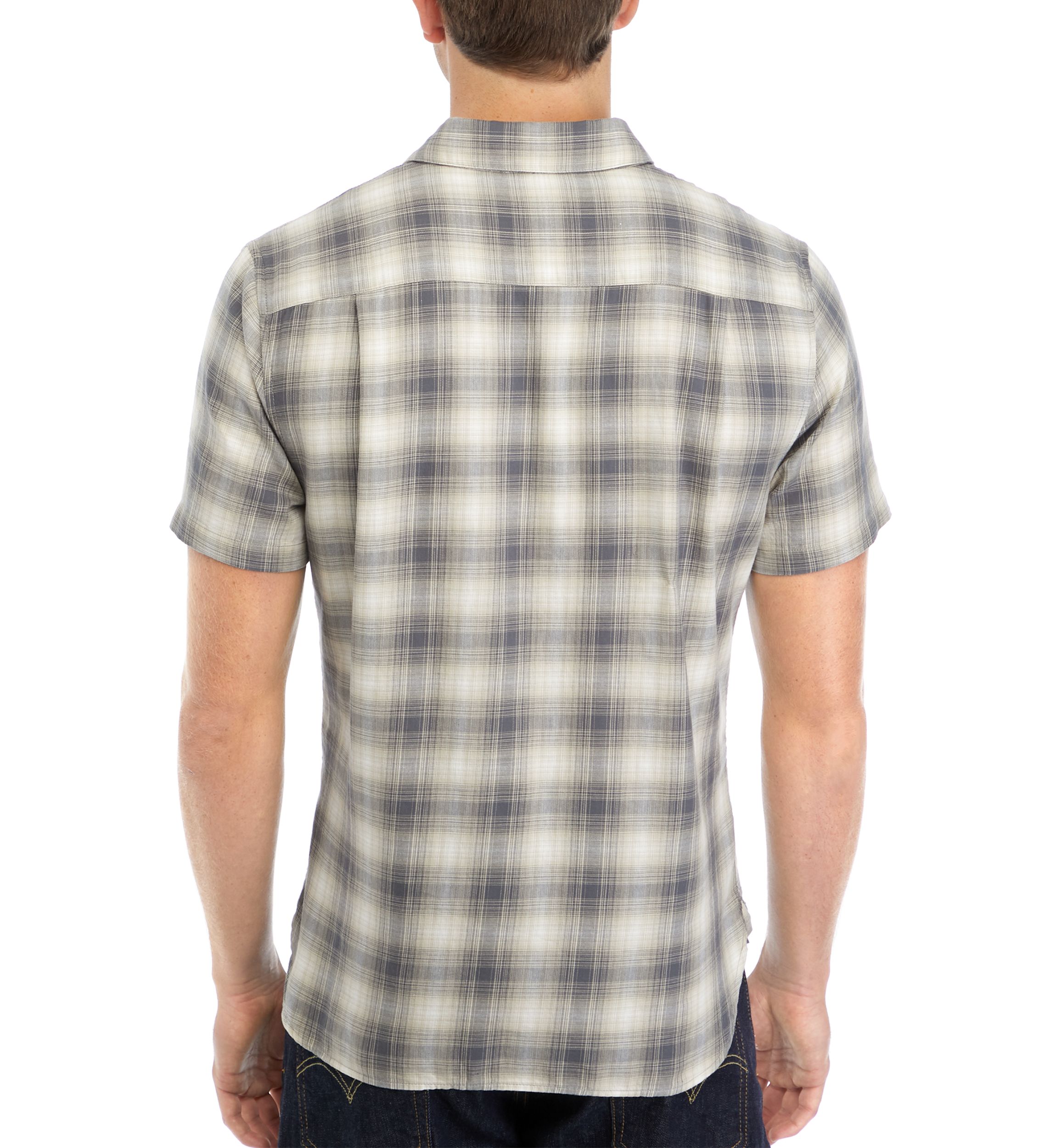 Mens Plaid Woven Button Down Shirt