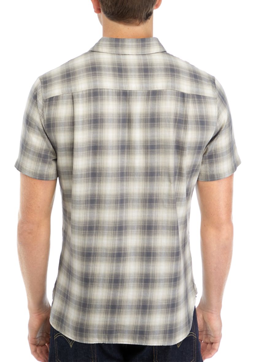 Mens Plaid Woven Button Down Shirt