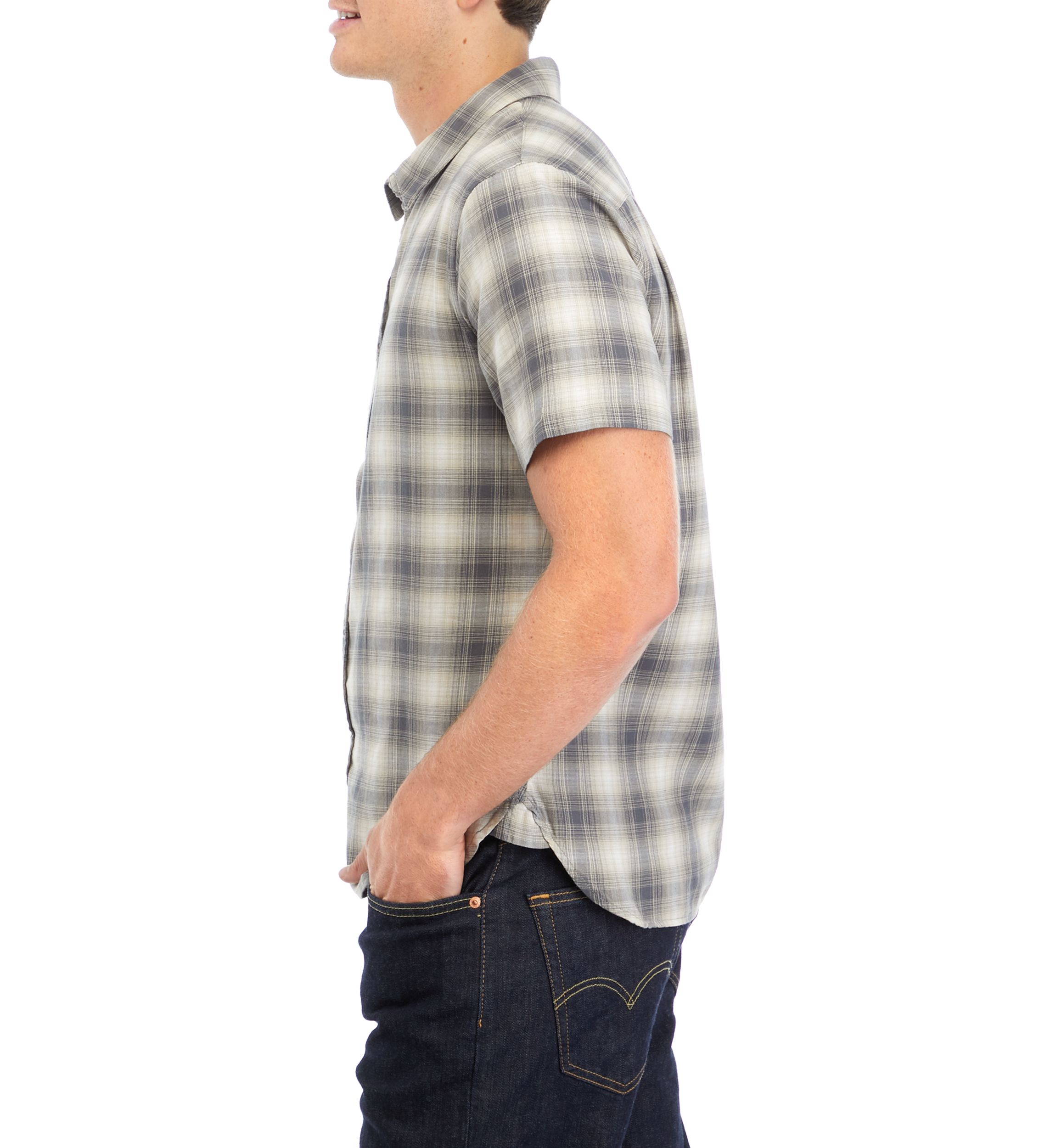 Mens Plaid Woven Button Down Shirt