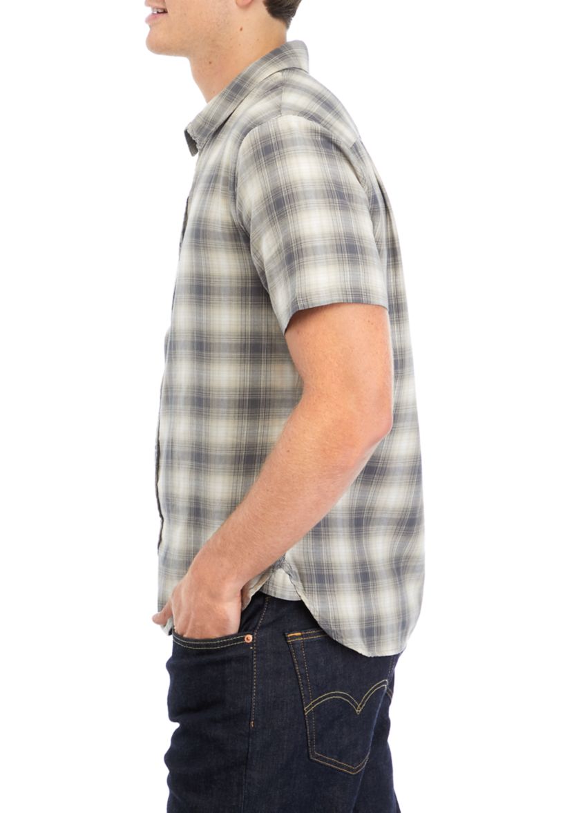Mens Plaid Woven Button Down Shirt
