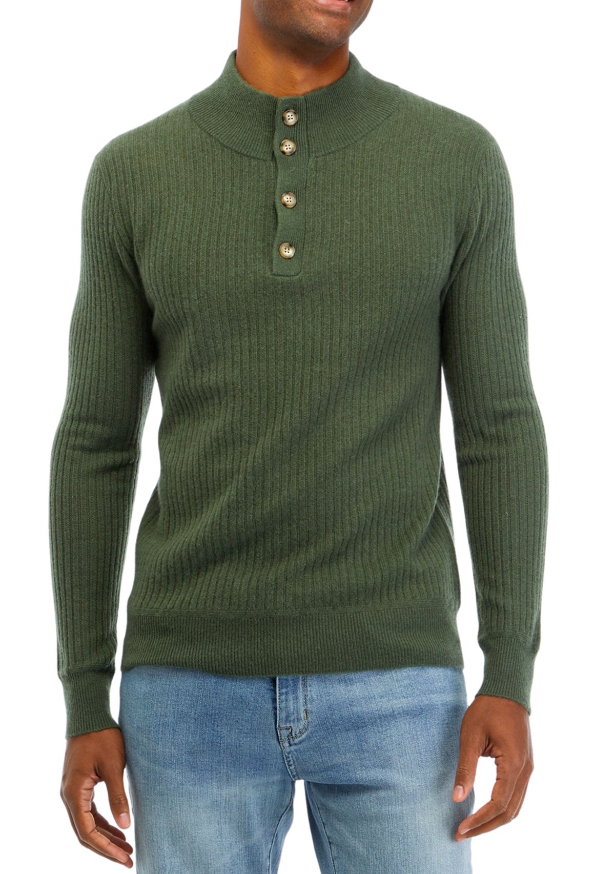 Mens Cashmere 1/4 Button Sweater