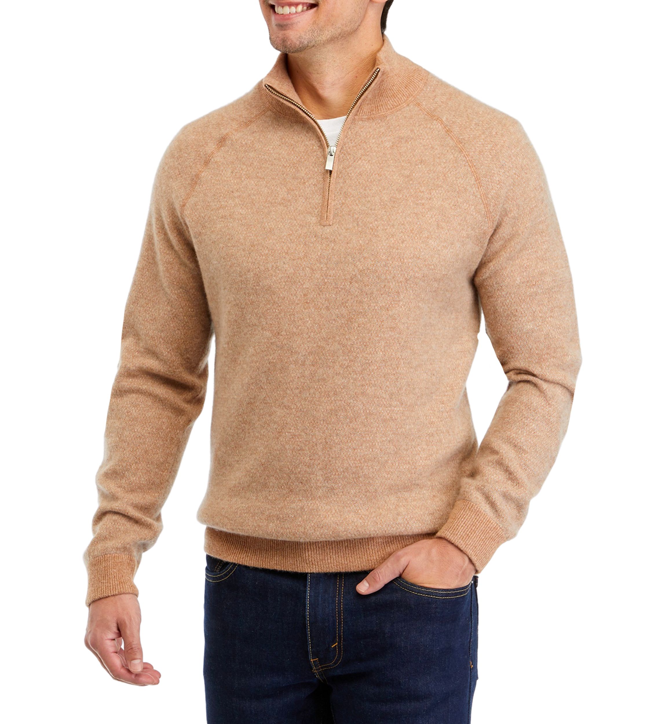 Mens Cashmere 1/4 Zip Mock Neck Sweater