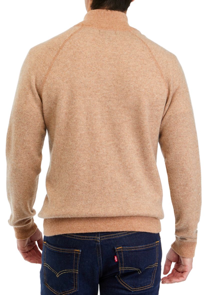 Mens Cashmere 1/4 Zip Mock Neck Sweater