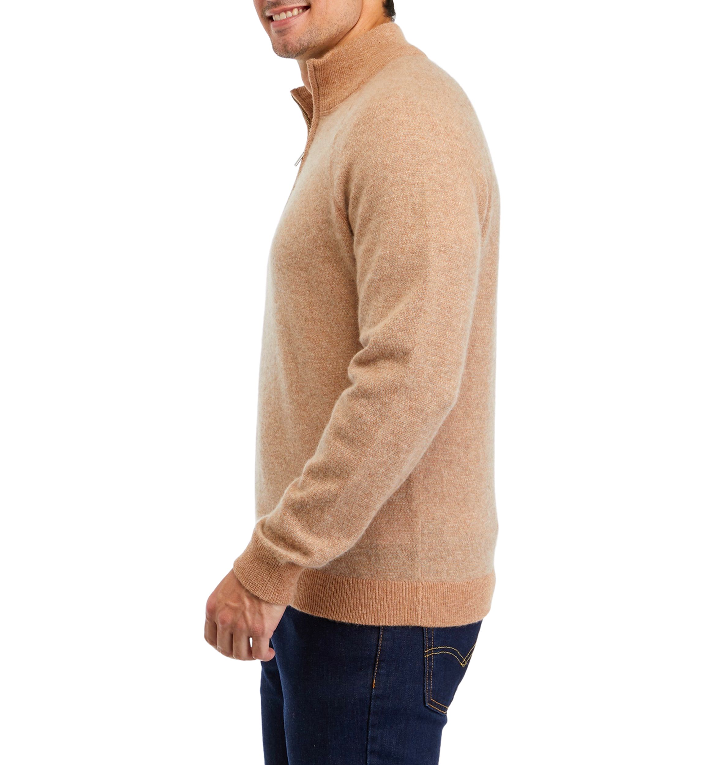 Mens Cashmere 1/4 Zip Mock Neck Sweater