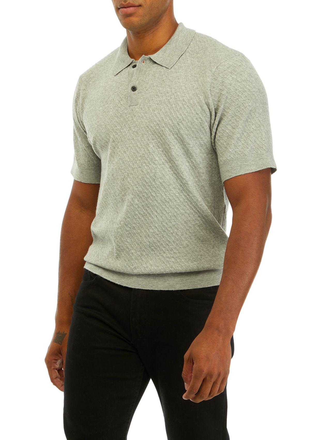 Mens Short Sleeve Textured Sweater
