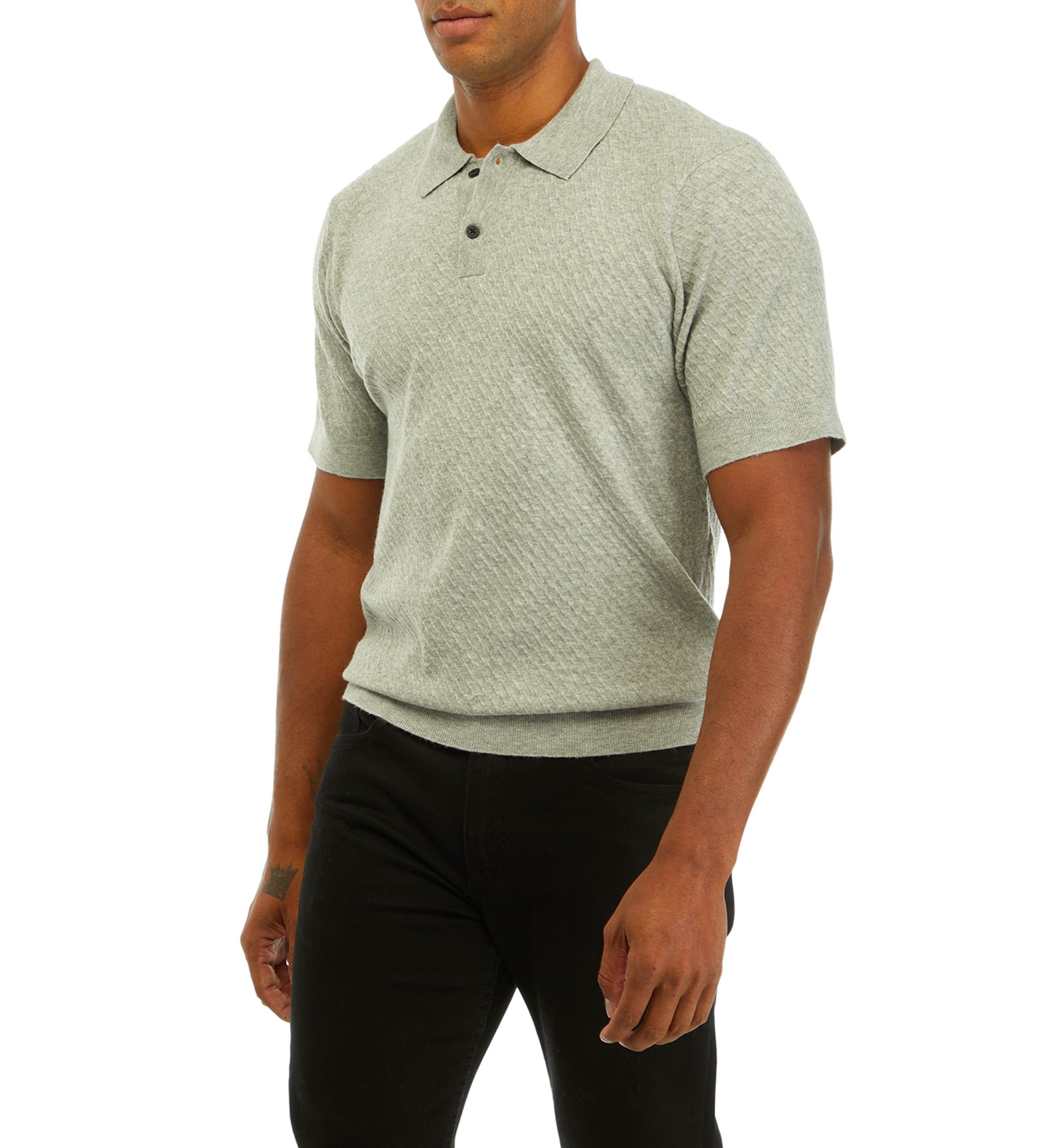 Mens Short Sleeve Textured Sweater