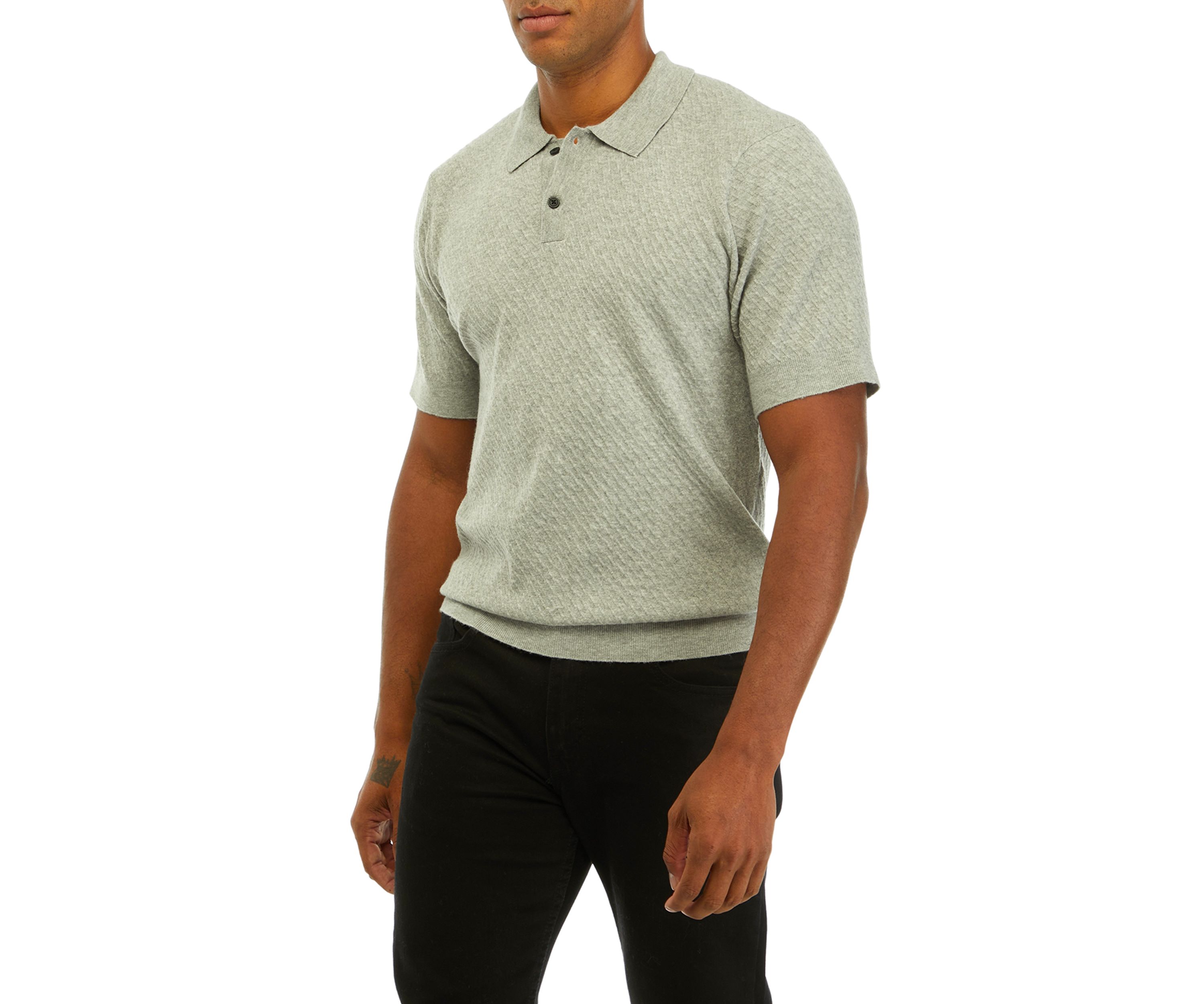 Mens Short Sleeve Textured Sweater