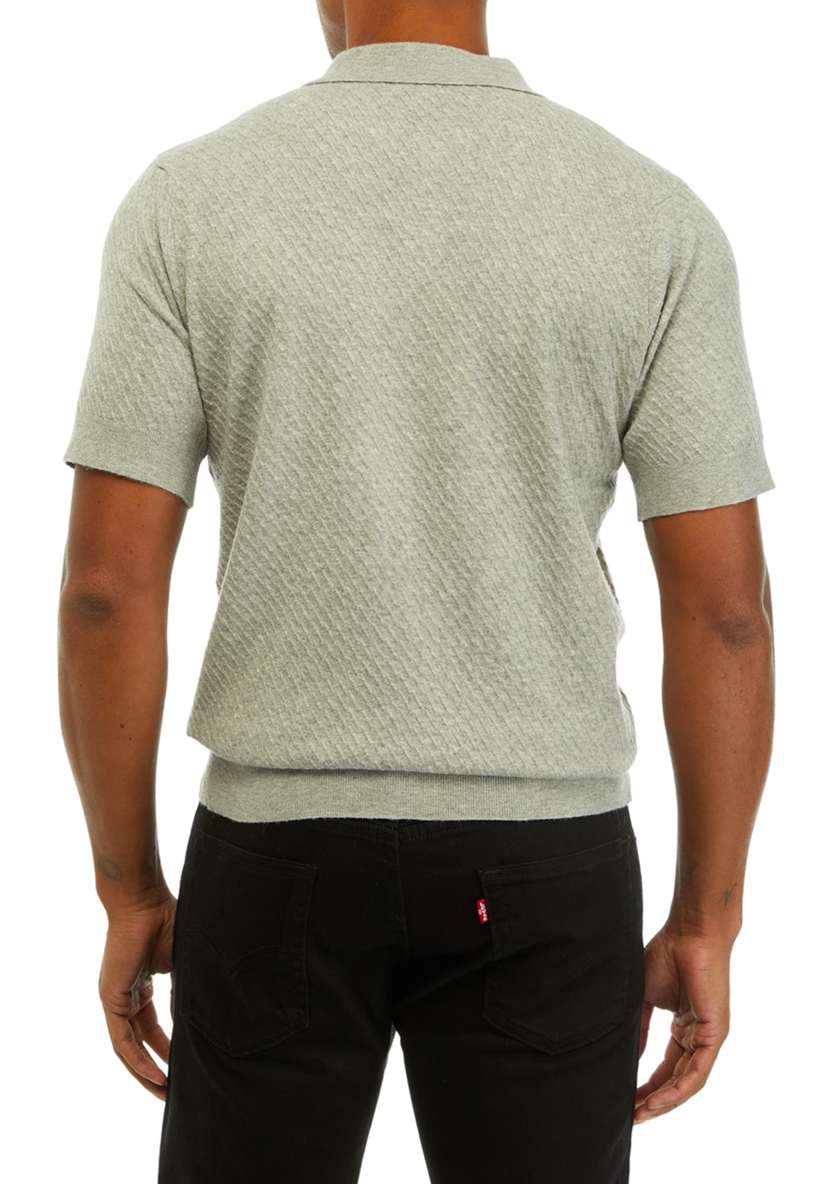 Mens Short Sleeve Textured Sweater