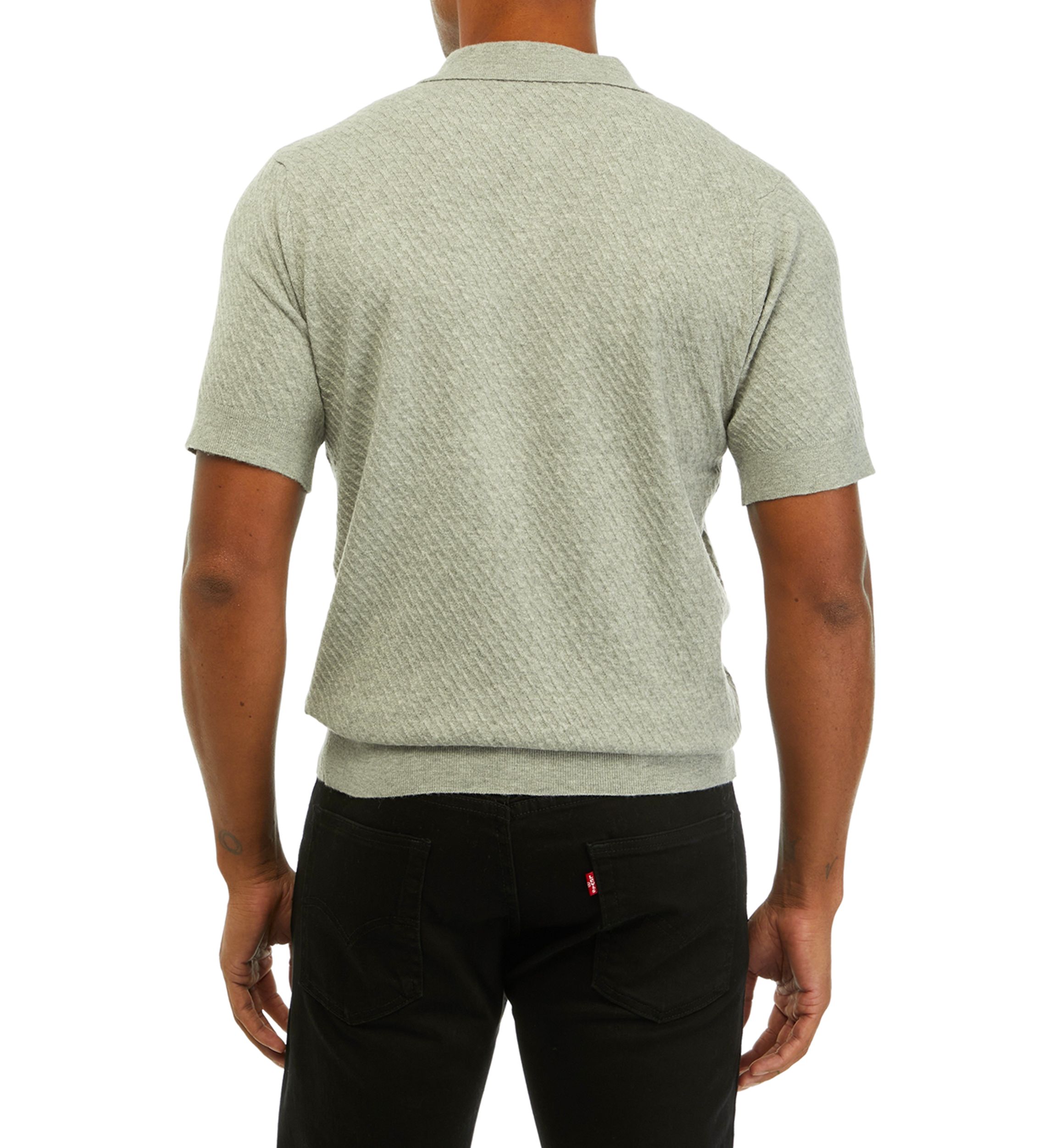 Mens Short Sleeve Textured Sweater