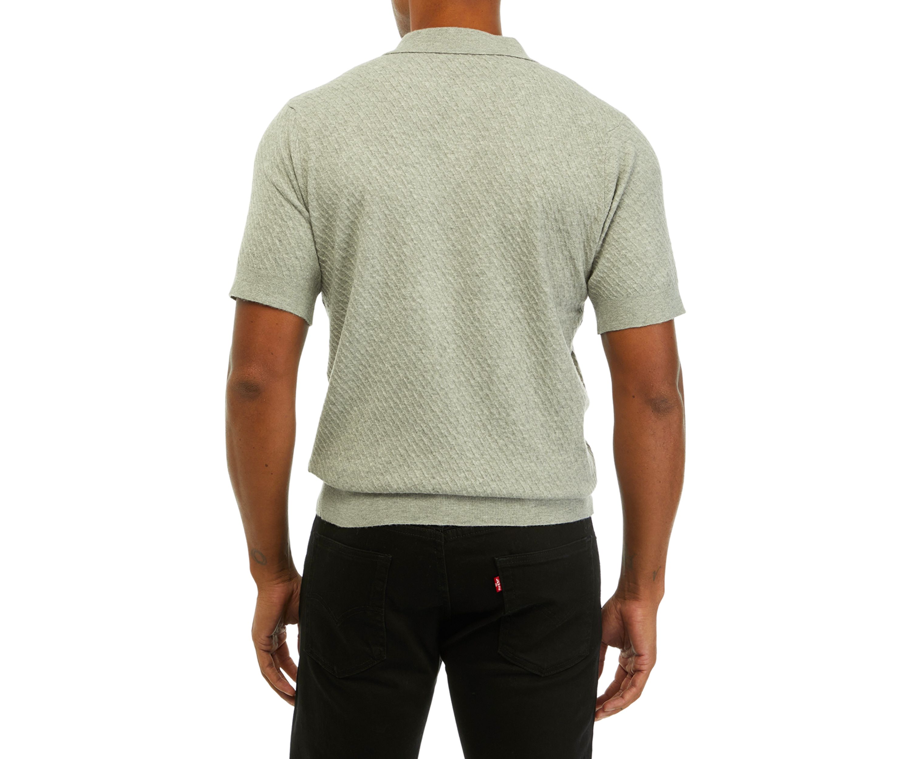 Mens Short Sleeve Textured Sweater