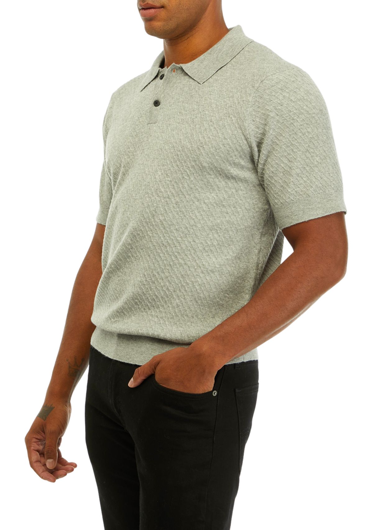 Mens Short Sleeve Textured Sweater