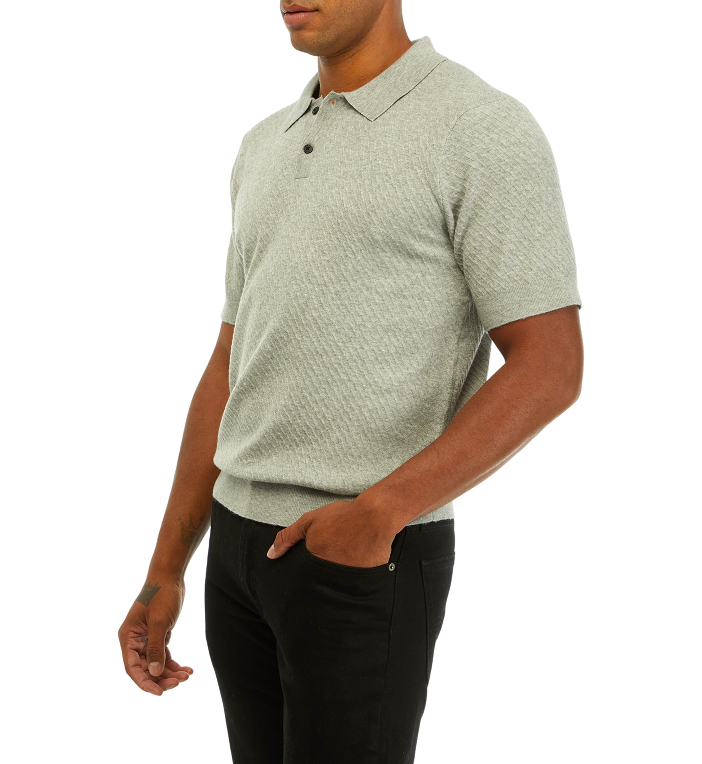 Mens Short Sleeve Textured Sweater