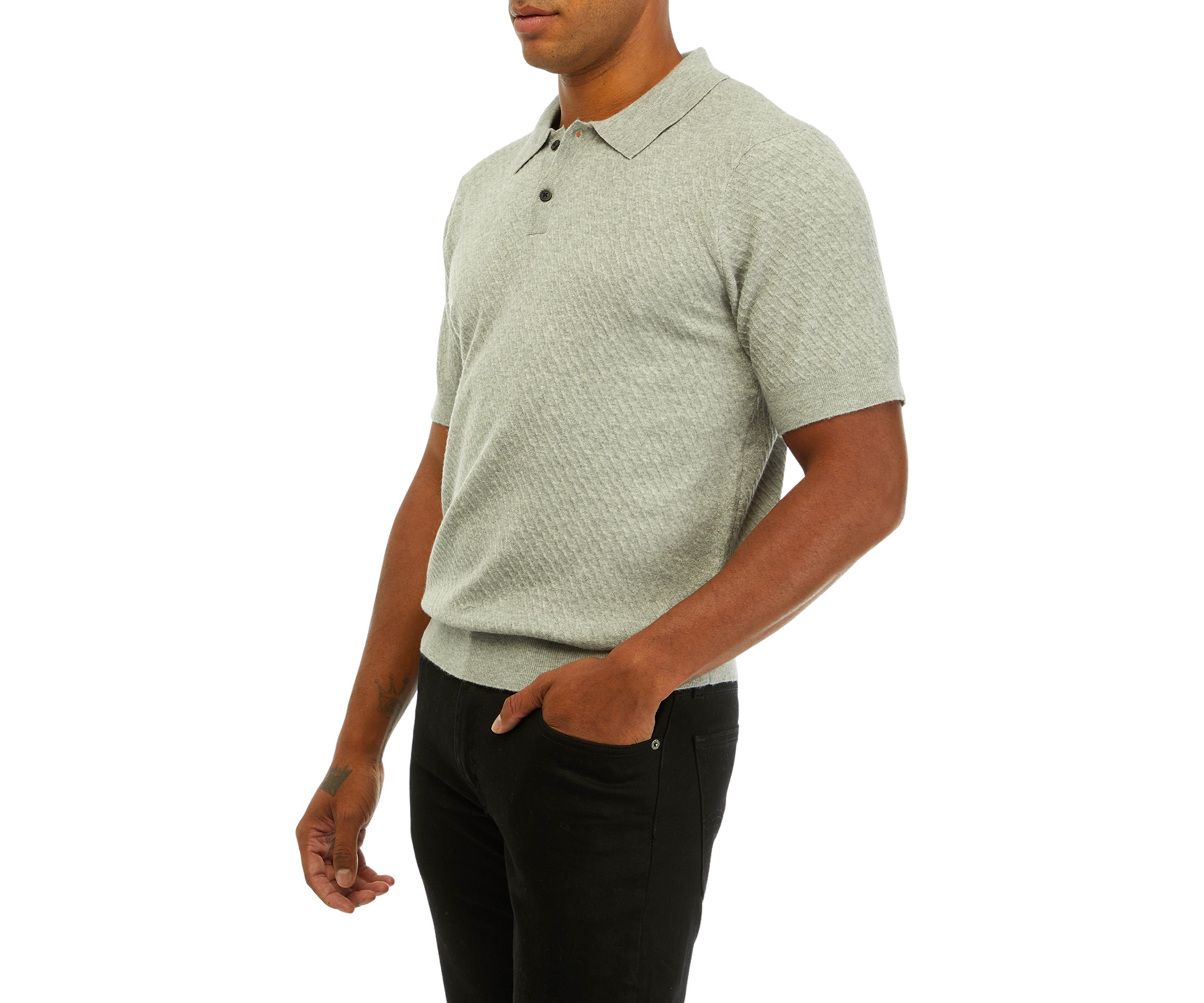 Mens Short Sleeve Textured Sweater