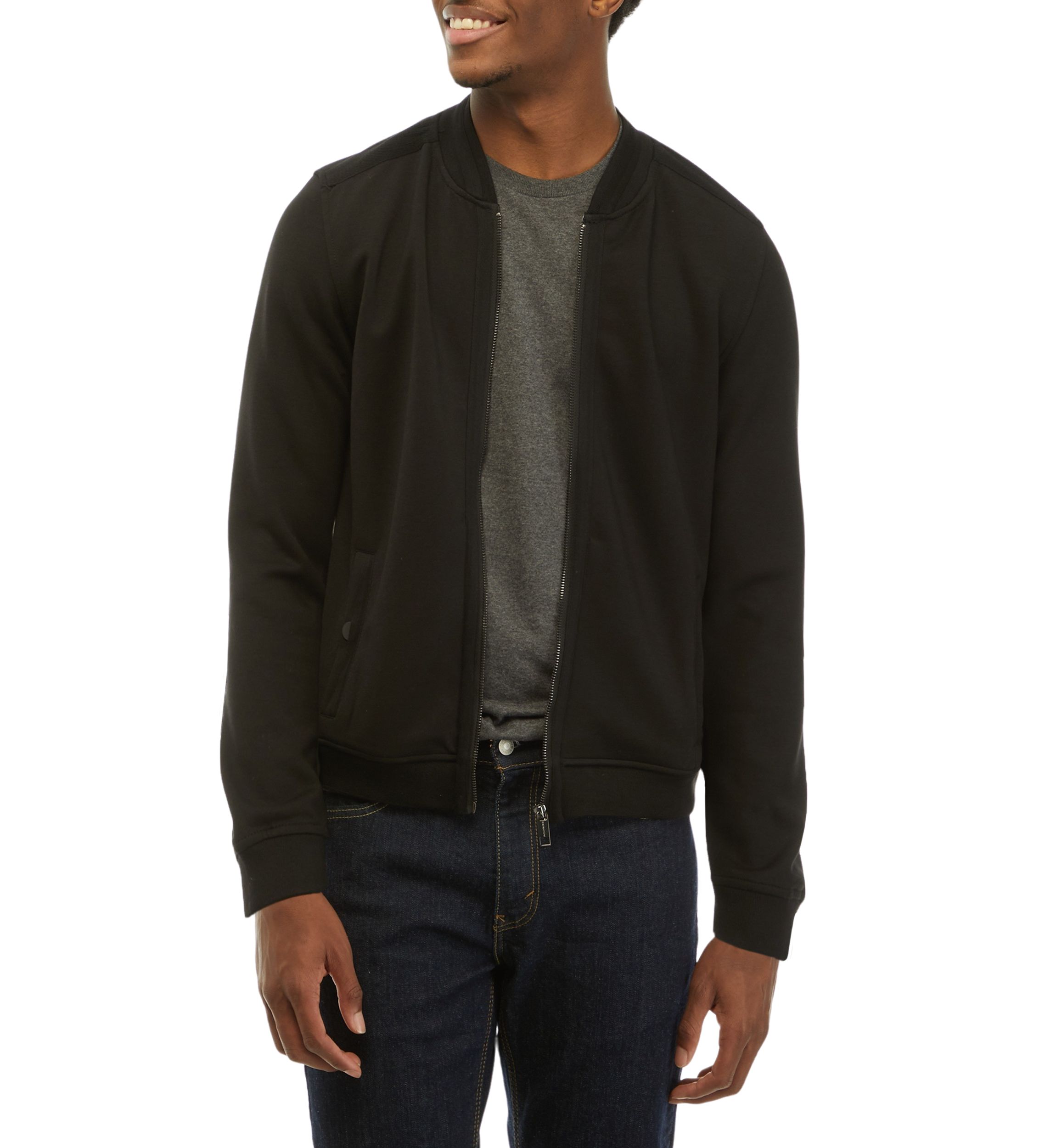 Mens Knit Bomber Jacket with Inside Trim
