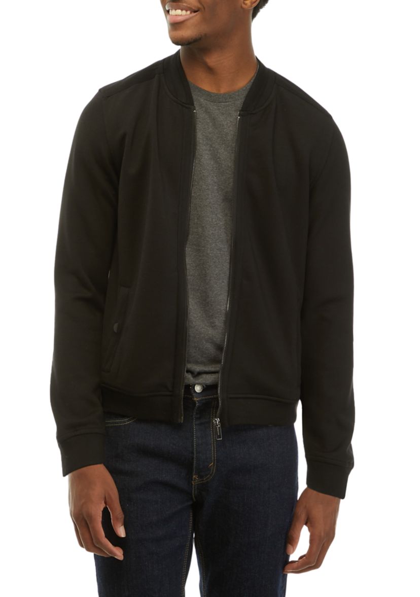 Mens Knit Bomber Jacket with Inside Trim