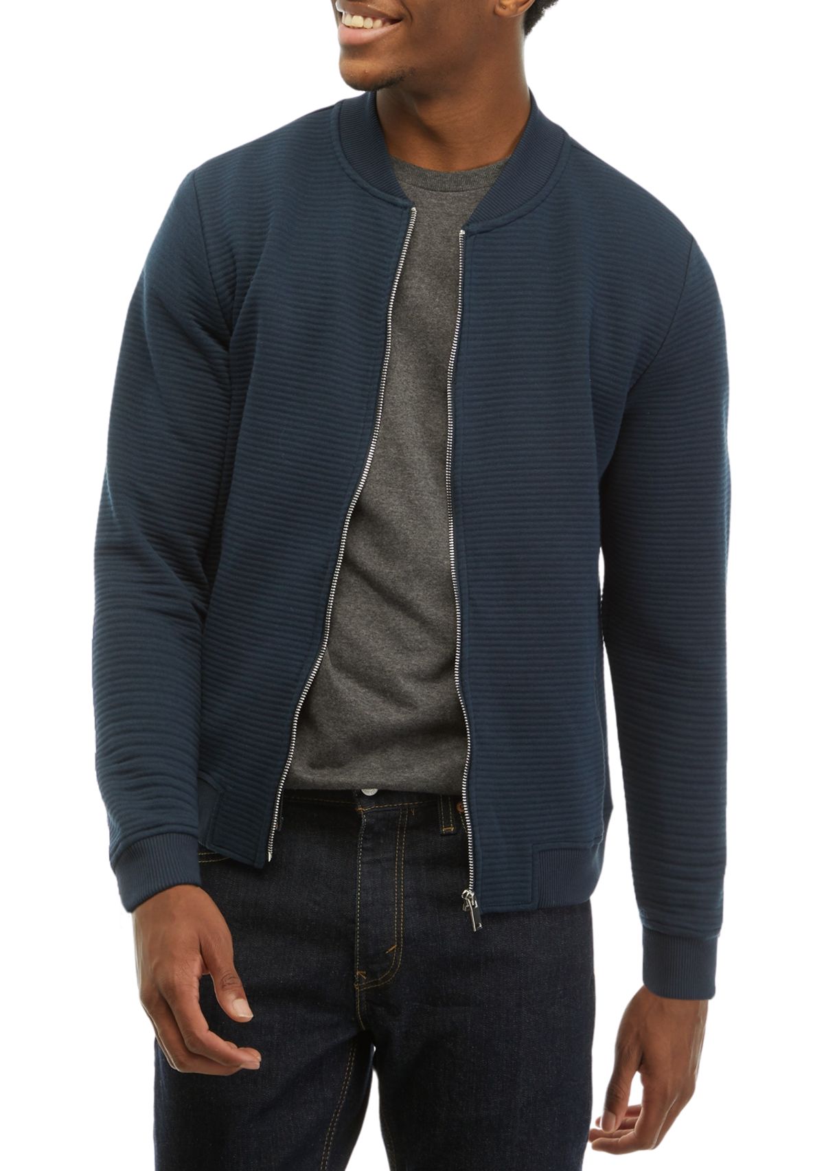 Mens Knit Scuba Ottoman Jacket with Zipper