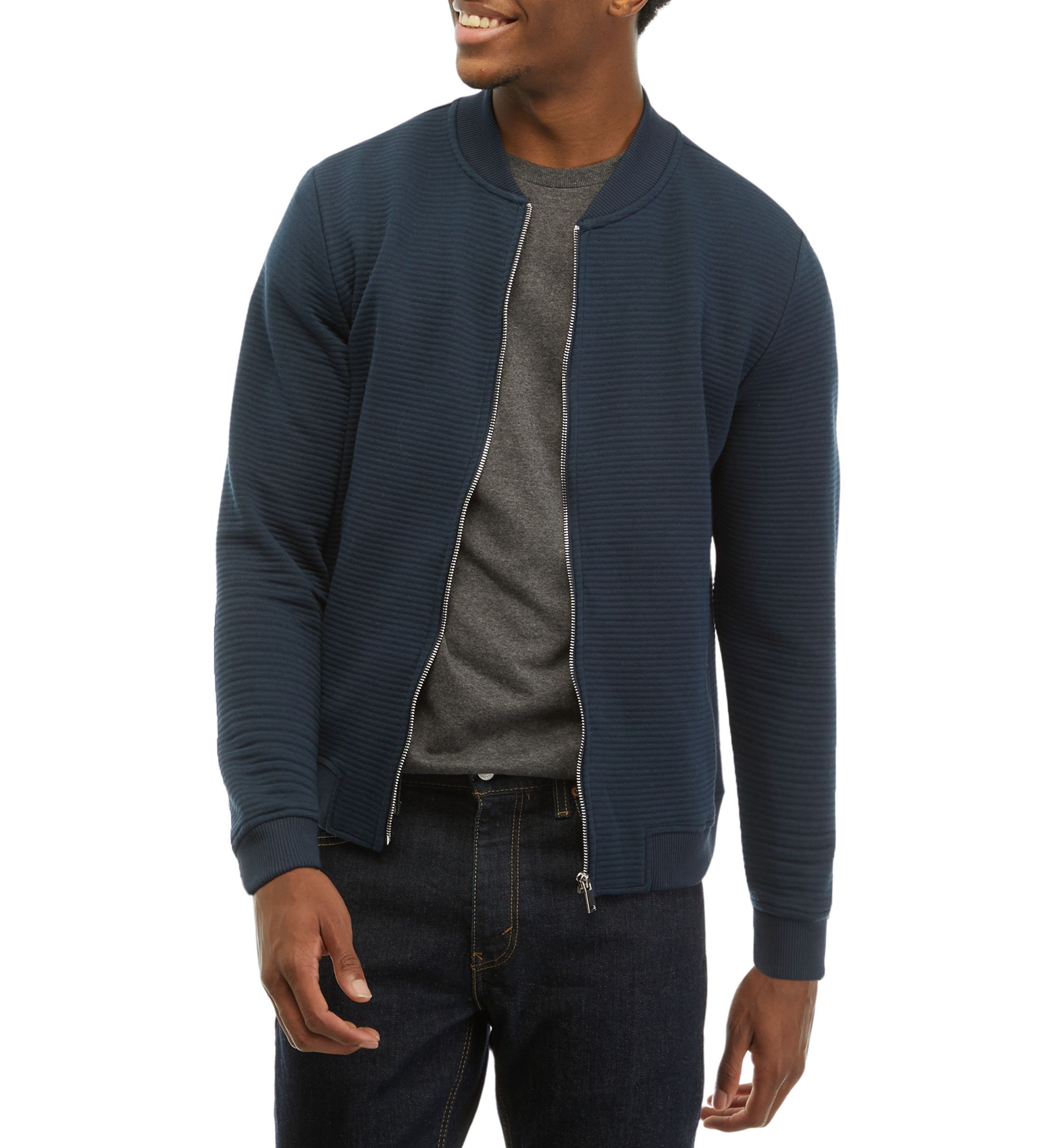 Mens Knit Scuba Ottoman Jacket with Zipper