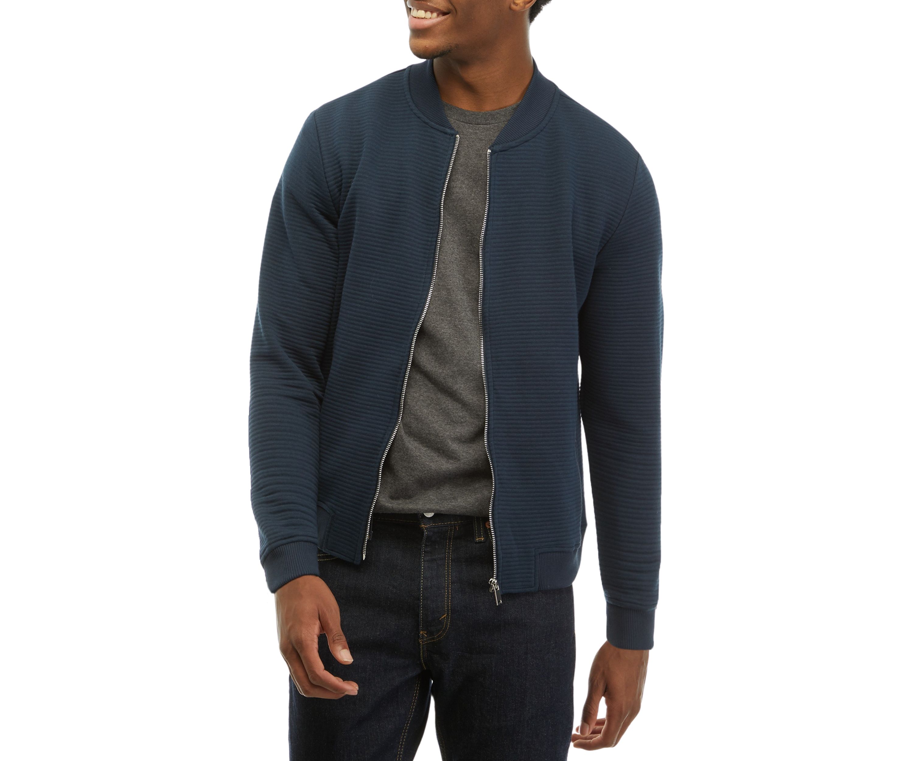 Mens Knit Scuba Ottoman Jacket with Zipper