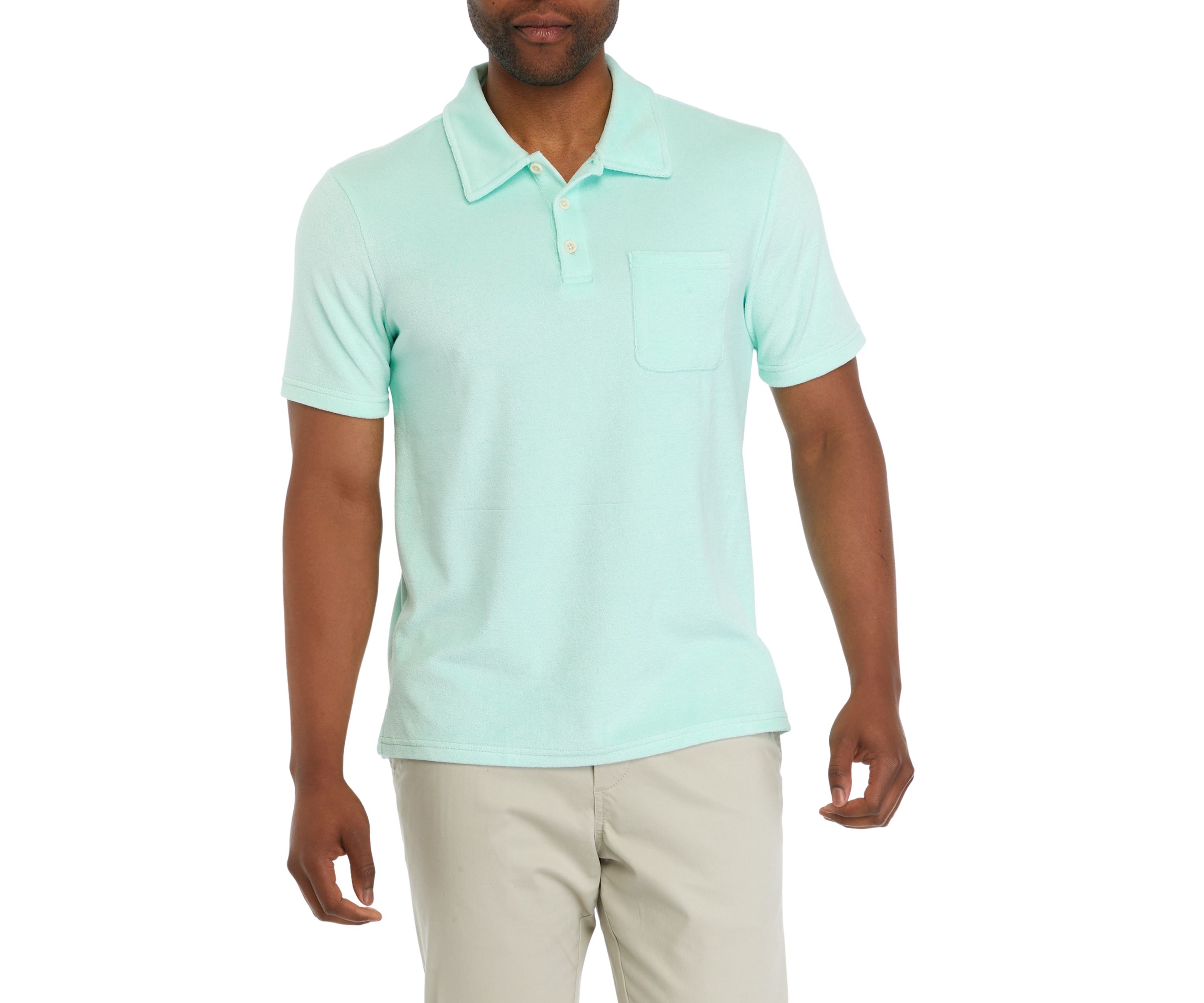 Mens Short Sleeve French Terry Solid Polo Shirt