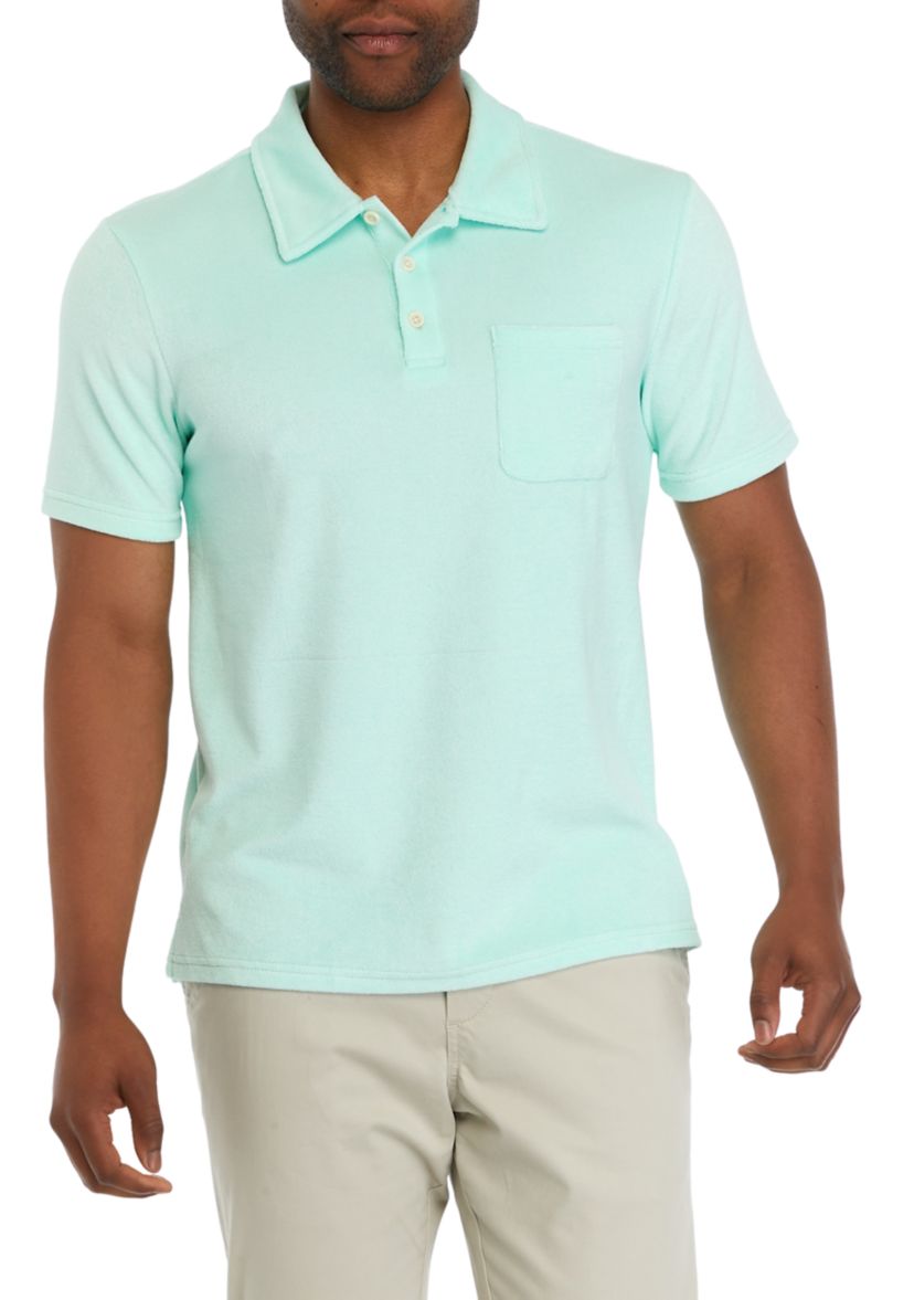 Mens Short Sleeve French Terry Solid Polo Shirt