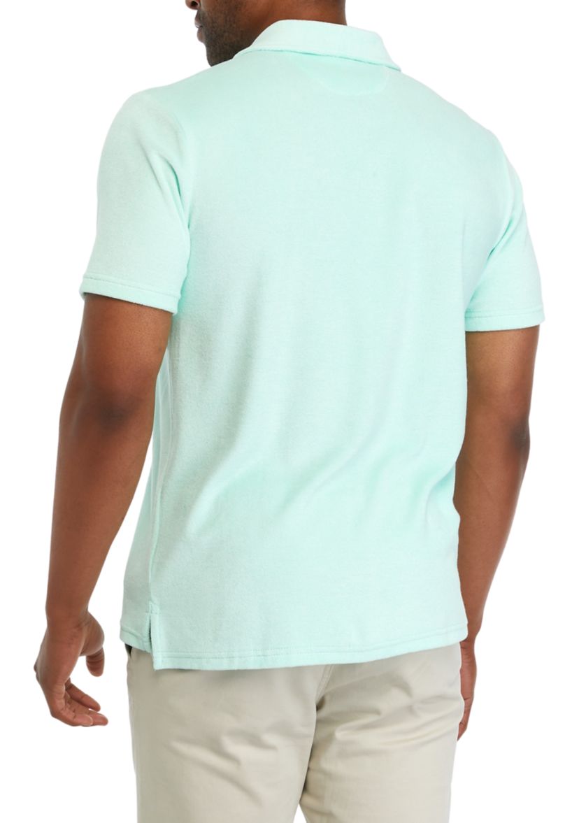 Mens Short Sleeve French Terry Solid Polo Shirt