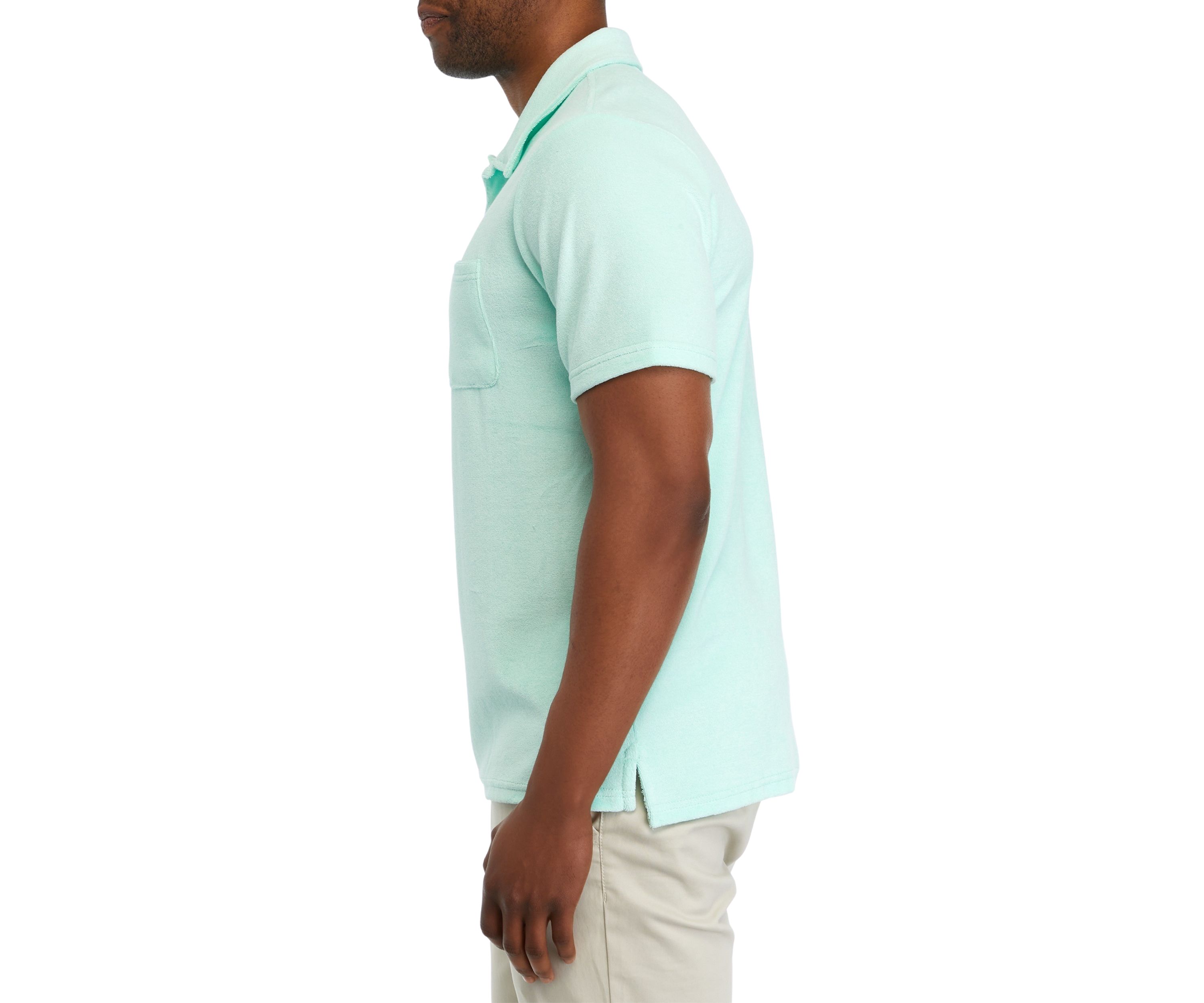 Mens Short Sleeve French Terry Solid Polo Shirt