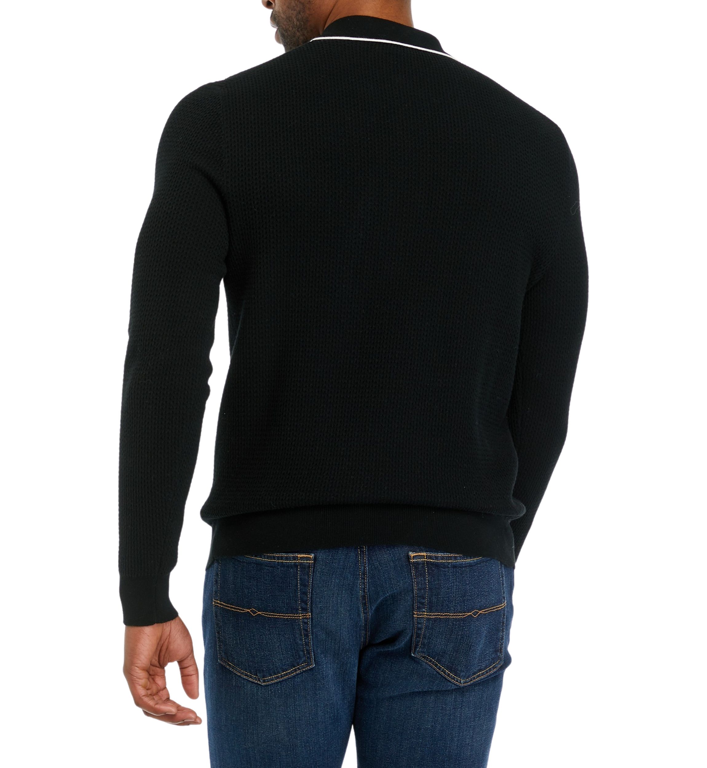 Mens Long Sleeve Tipped Collar Sweater
