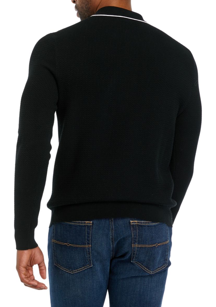 Mens Long Sleeve Tipped Collar Sweater