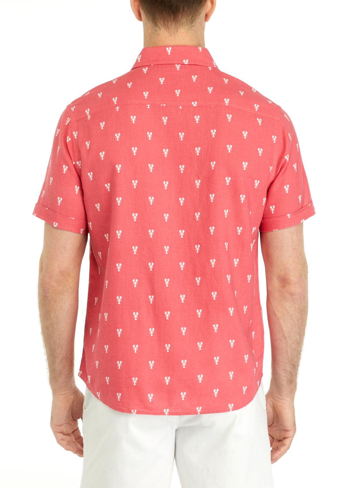 Mens Short Sleeve Printed Button Up Shirt 