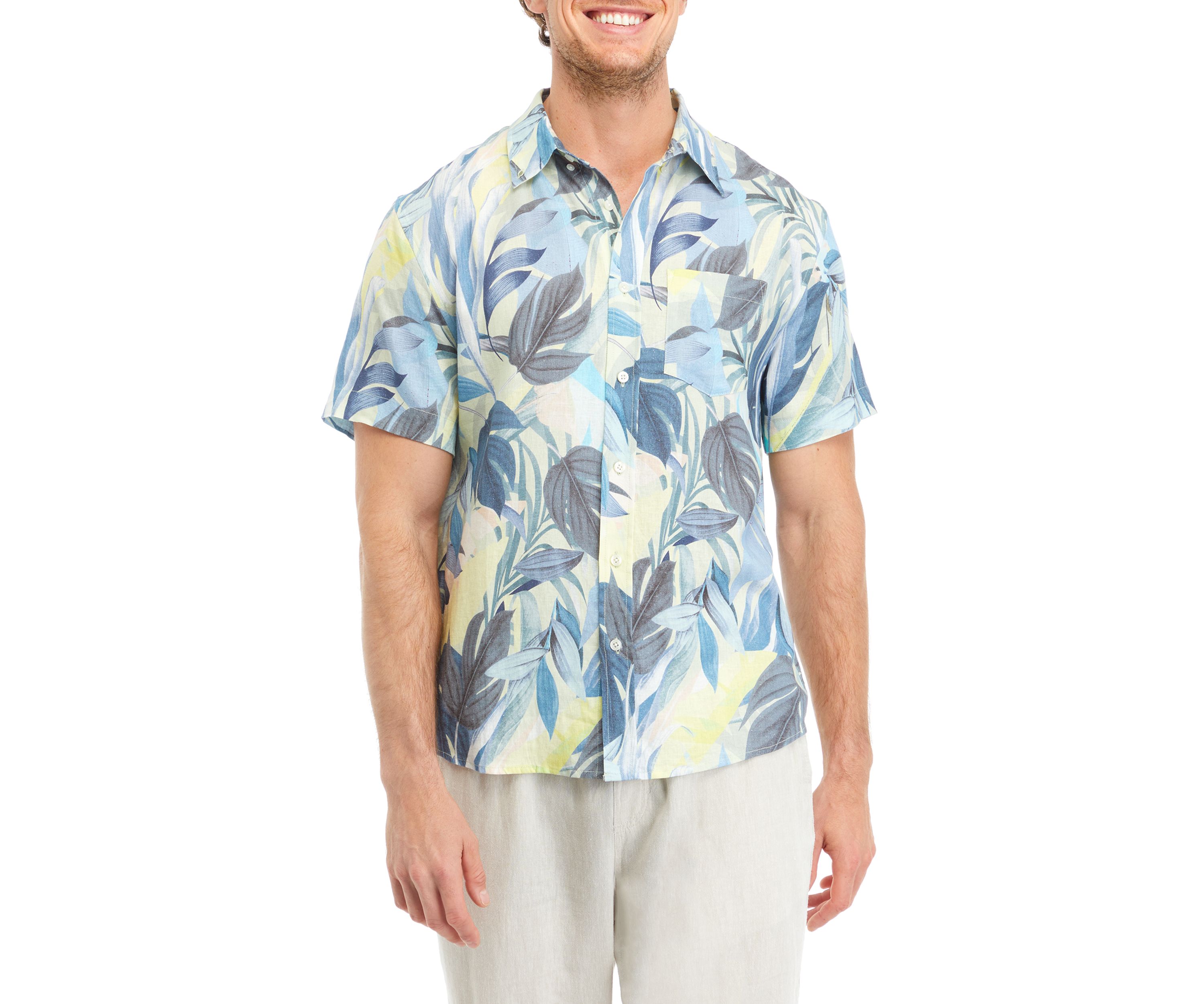 Mens Short Sleeve Printed Woven Shirt