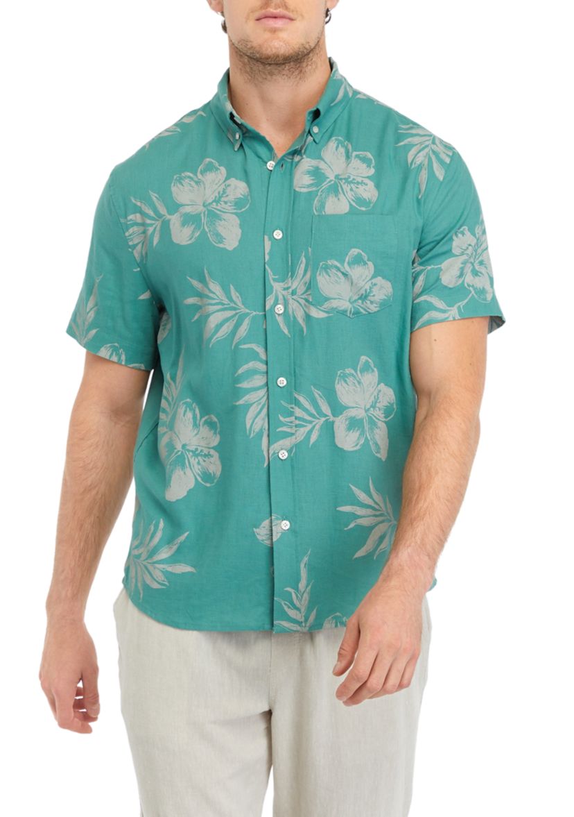 Mens Short Sleeve Printed Woven Shirt