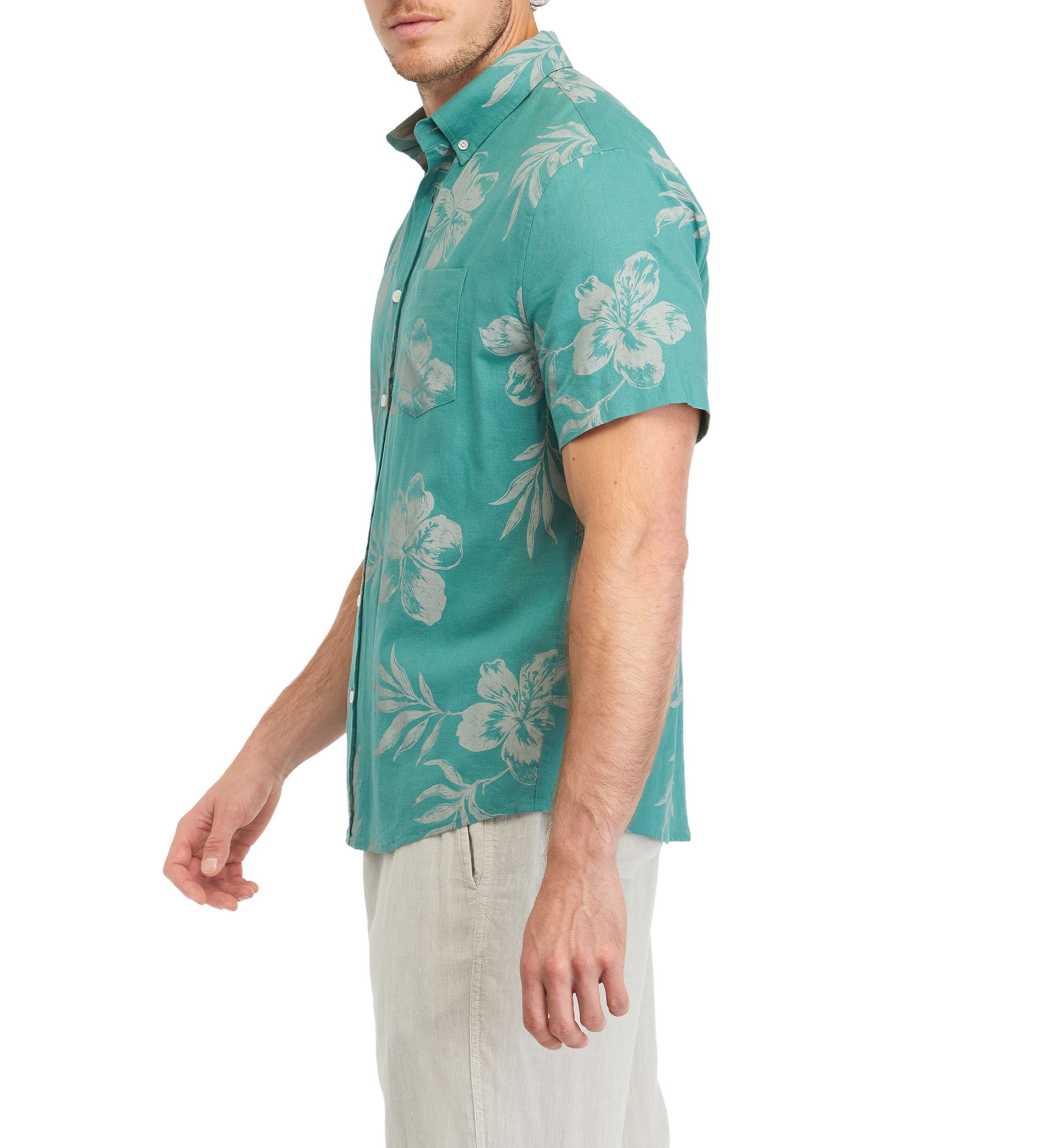 Mens Short Sleeve Printed Woven Shirt
